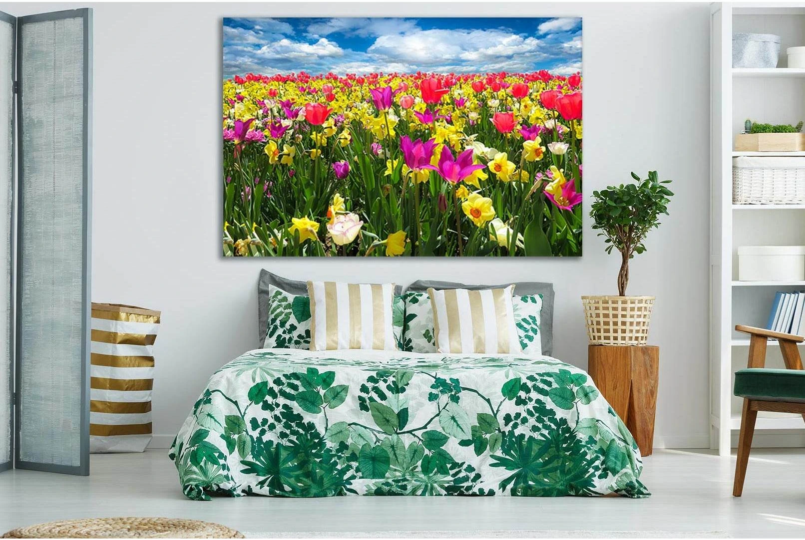 Tulip And Daffodil Field №SL687 Ready to Hang Canvas Print - Zellart Canvas Prints 0new, ALL_Products, Floral & Botanical Wall Art