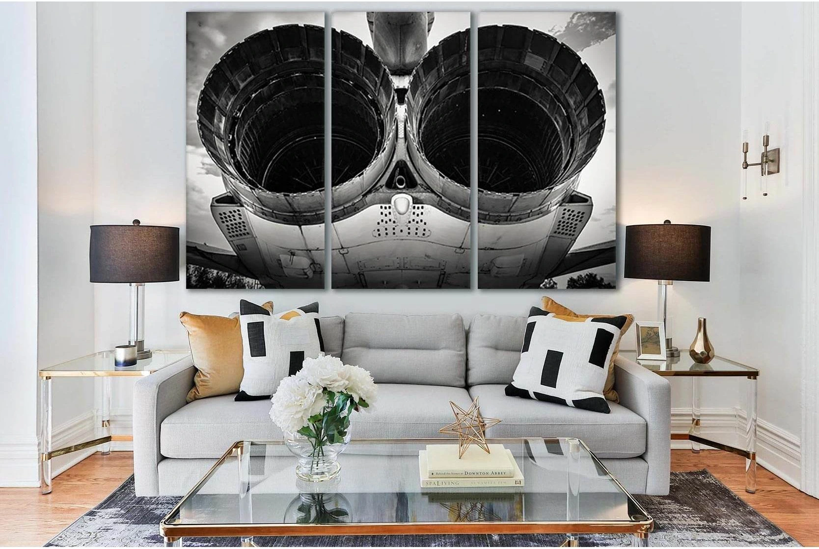Turbines Of Military Plane №SL756 Ready to Hang Canvas Print - Zellart Canvas Prints 0new, ALL_Products, Engine, Engines Wall Art