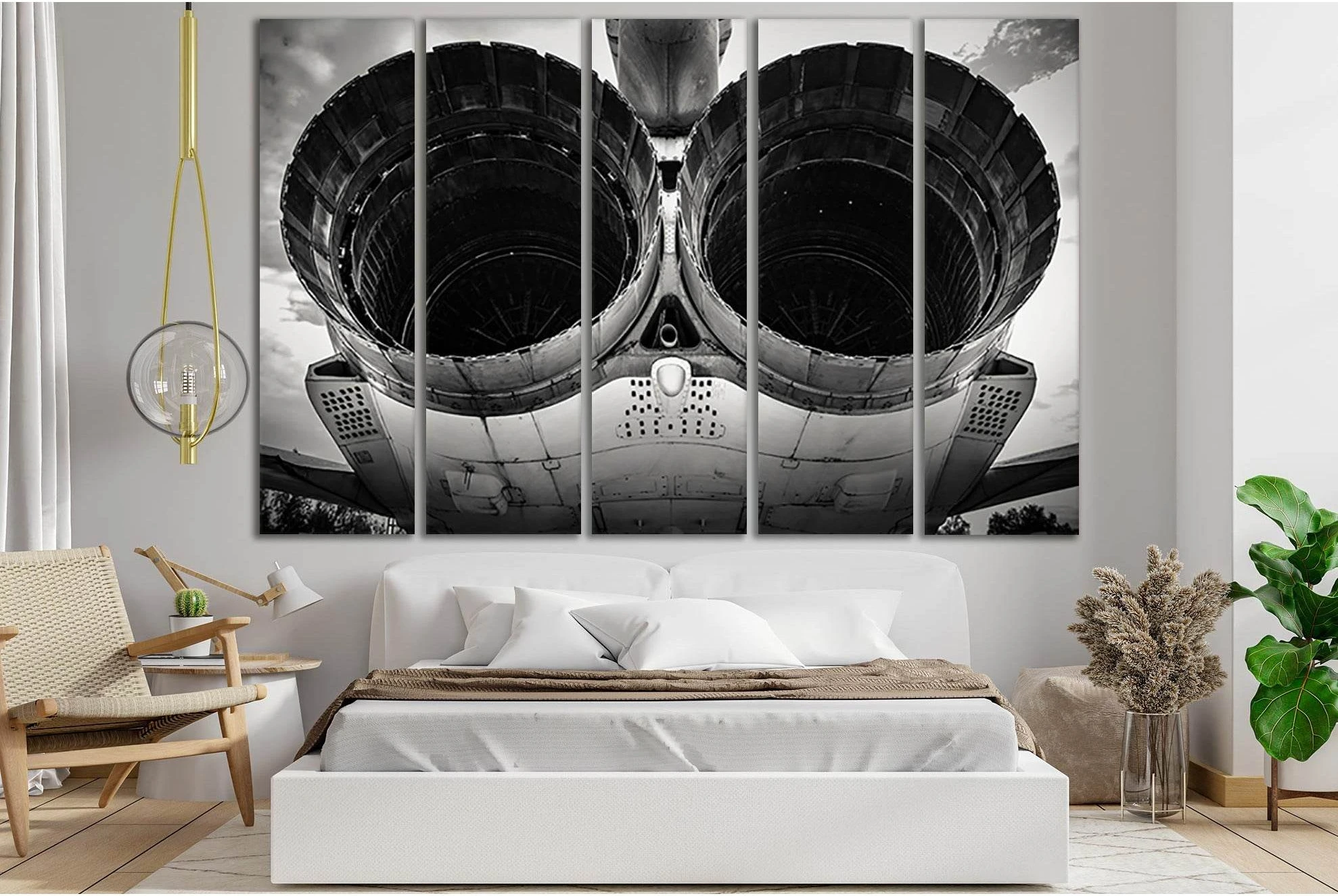 Turbines Of Military Plane №SL756 Ready to Hang Canvas Print - Zellart Canvas Prints 0new, ALL_Products, Engine, Engines Wall Art