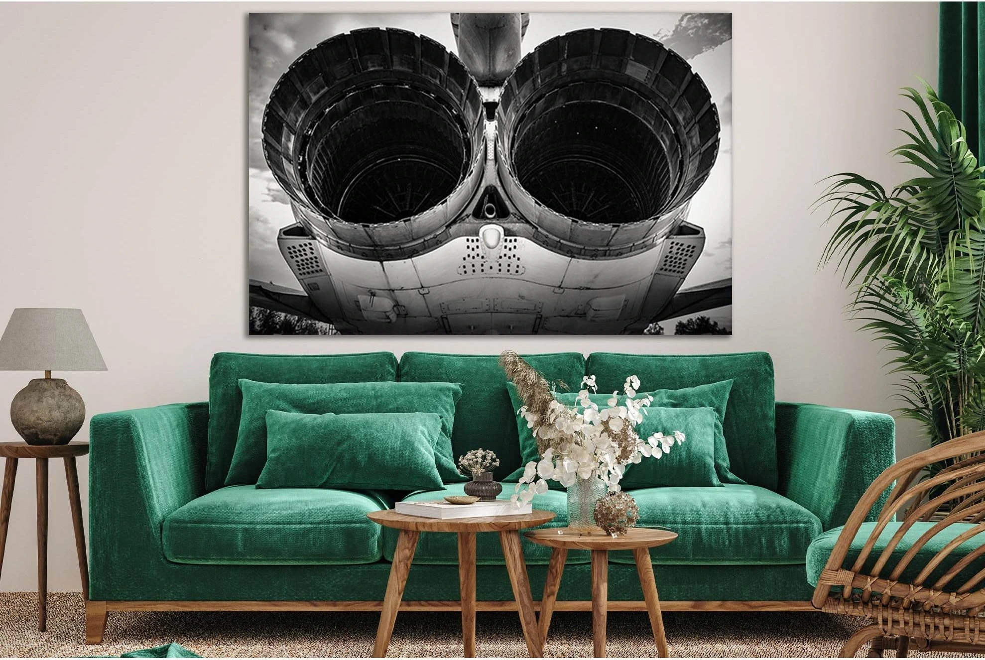 Turbines Of Military Plane №SL756 Ready to Hang Canvas Print - Zellart Canvas Prints 0new, ALL_Products, Engine, Engines Wall Art