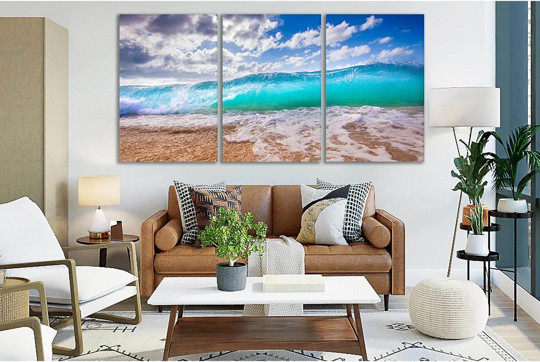 Turquoise Transparent Wave №SL115 Ready to Hang Canvas Print - Zellart Canvas Prints 0new, ALL_Products, Beach Ocean & Waves