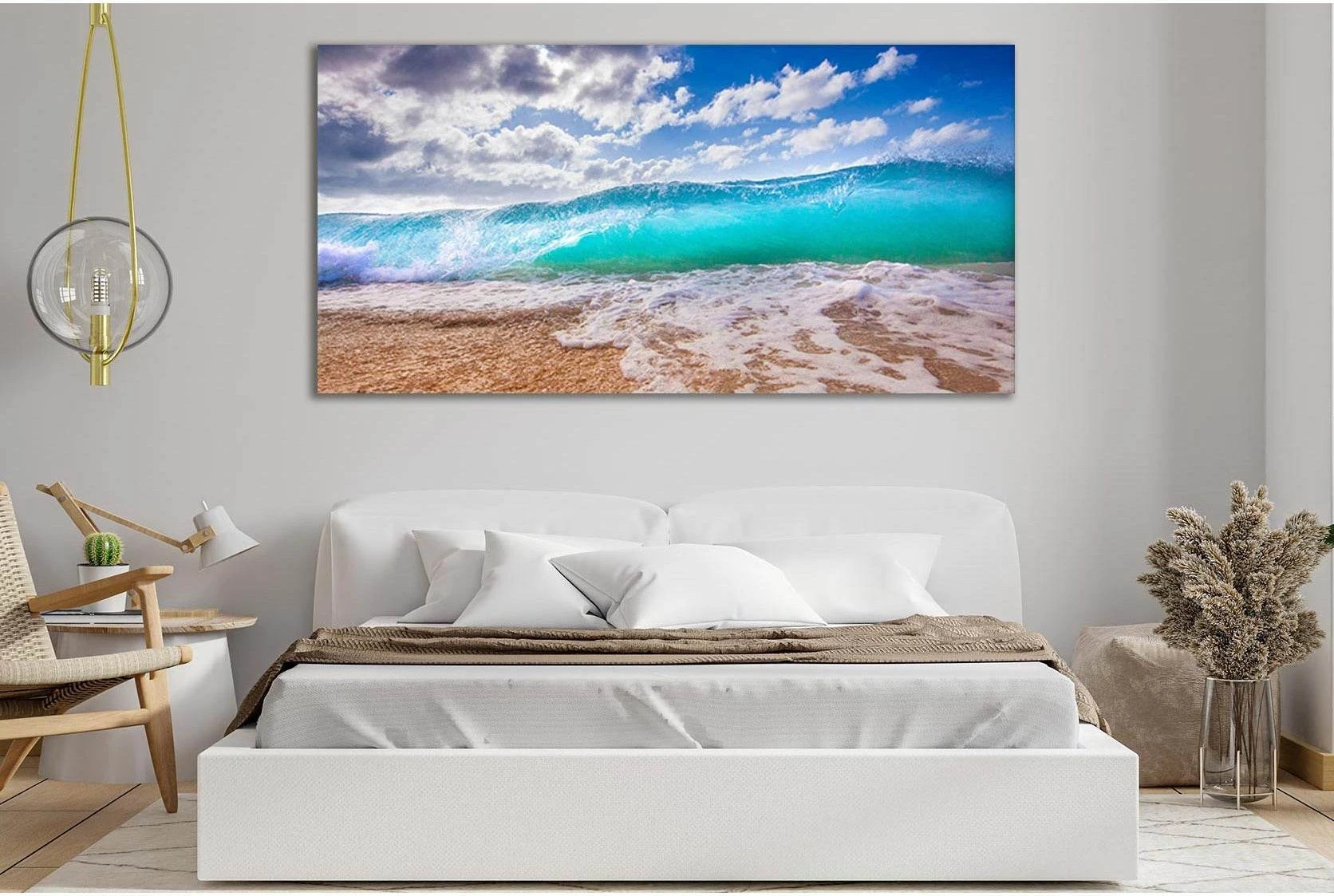 Turquoise Ocean Wave Canvas Print Wall Art, Foamy Surf showing ocean water, wave movement and surf.