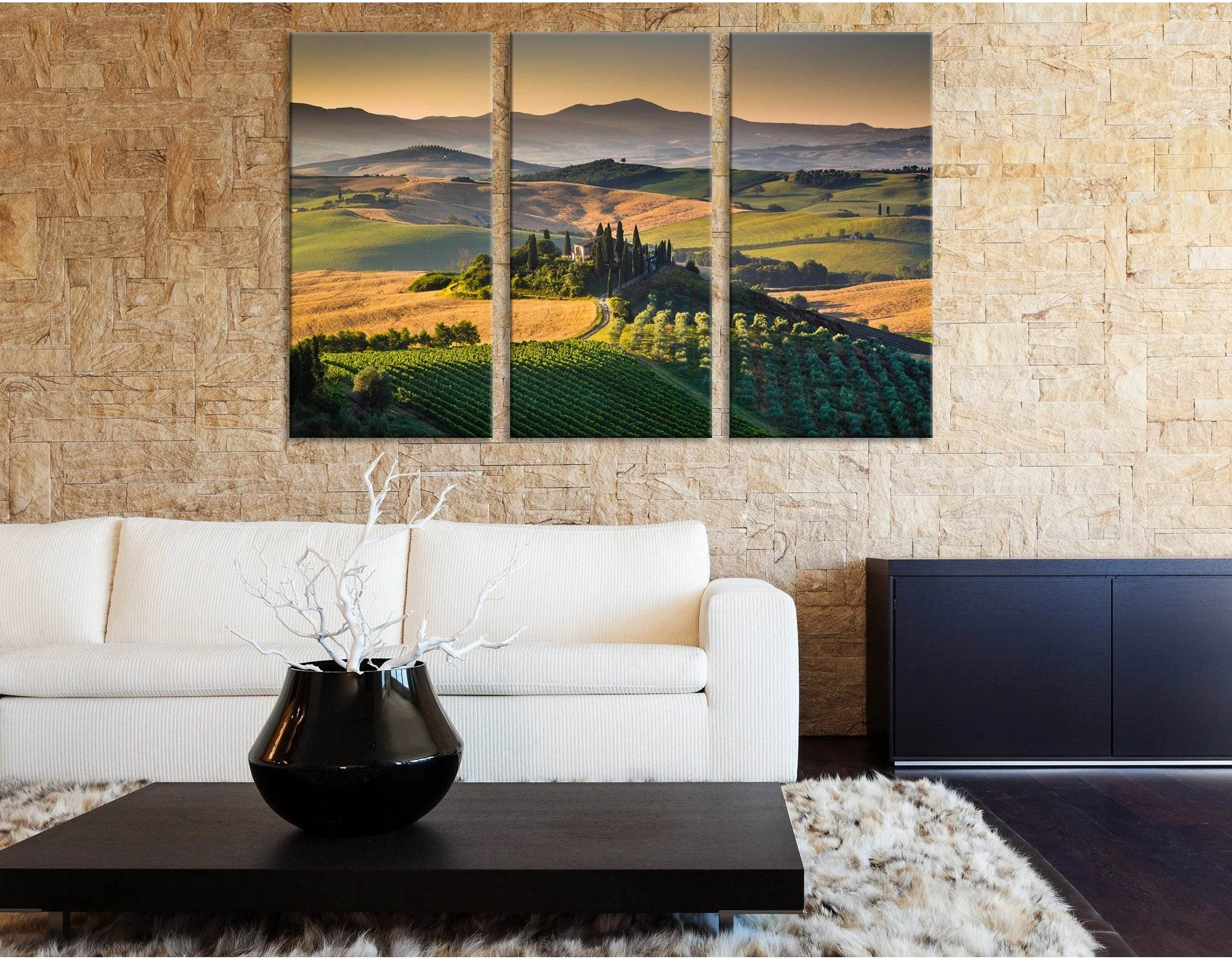 Tuscany Landscape With Rolling Hills And Valleys In Golden Morning Light №04219 Ready to Hang Canvas Print - Zellart Canvas Prints ALL_Products