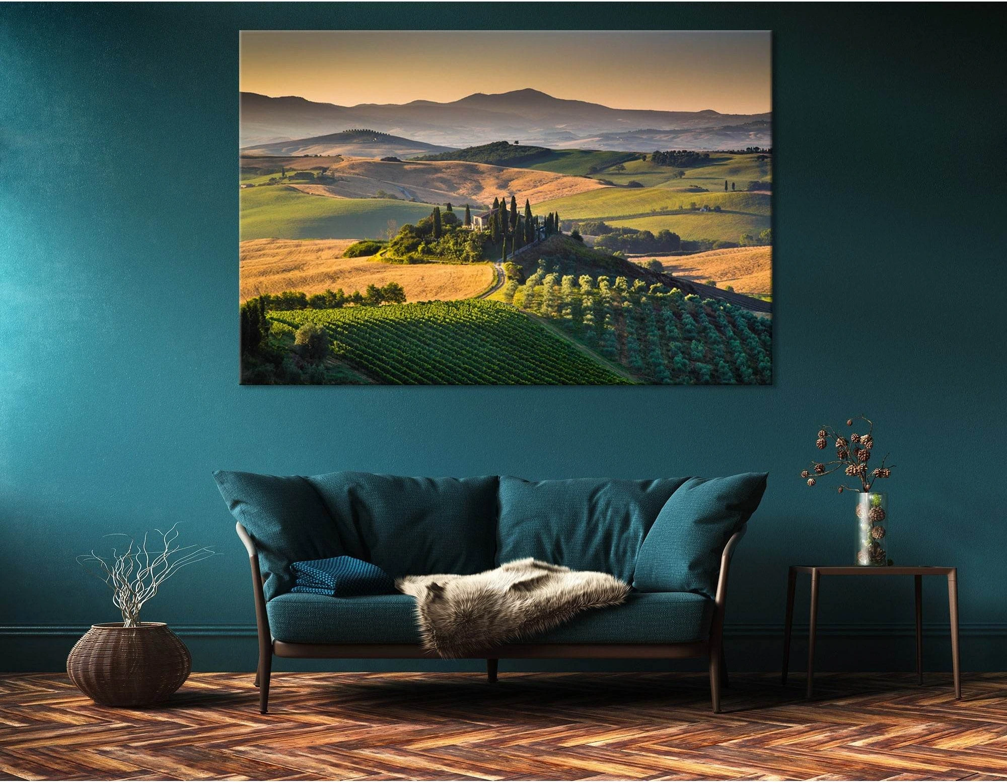Tuscany Landscape With Rolling Hills And Valleys In Golden Morning Light №04219 Ready to Hang Canvas Print - Zellart Canvas Prints ALL_Products