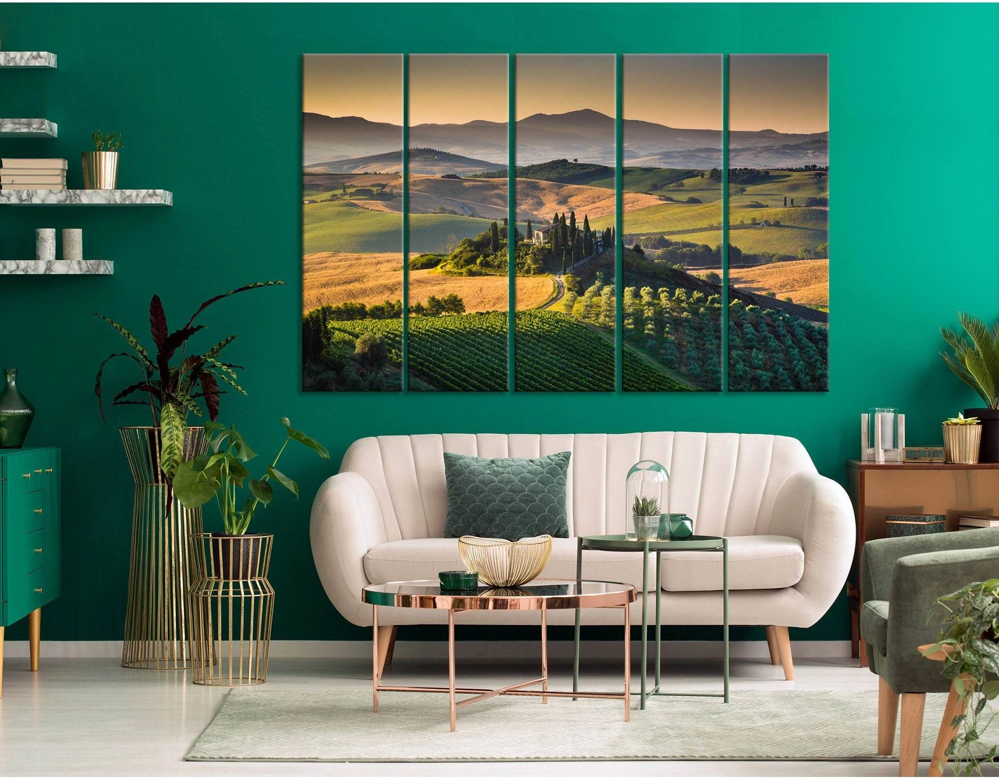 Tuscany Landscape With Rolling Hills And Valleys In Golden Morning Light №04219 Ready to Hang Canvas Print - Zellart Canvas Prints ALL_Products