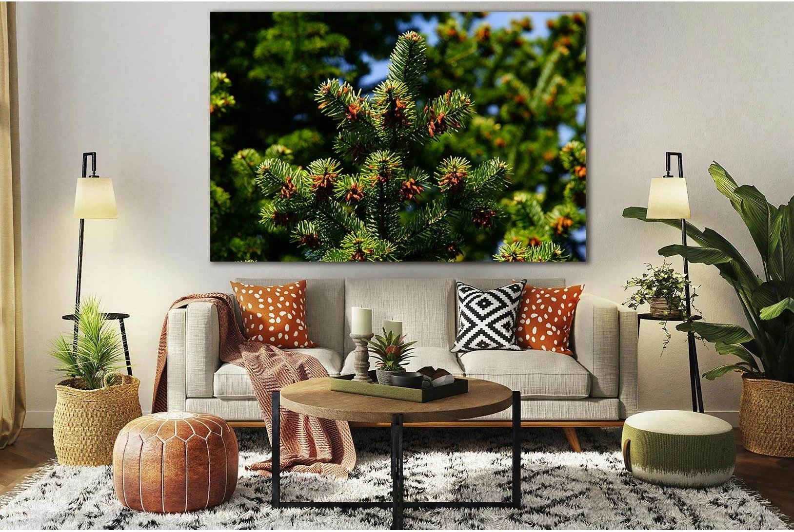 Twigs Of Pine Nearby №SL822 Ready to Hang Canvas Print - Zellart Canvas Prints 0new, ALL_Products, Trees Wall Art