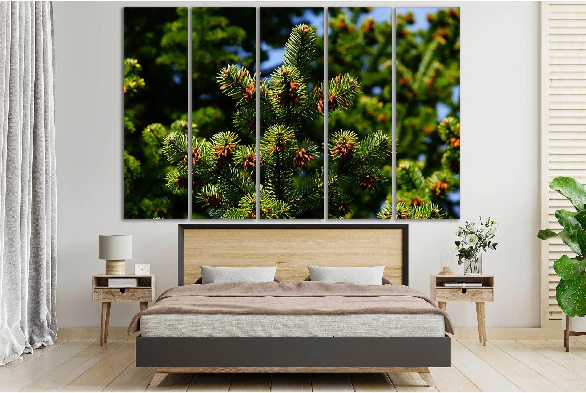 Twigs Of Pine Nearby №SL822 Ready to Hang Canvas Print - Zellart Canvas Prints 0new, ALL_Products, Trees Wall Art