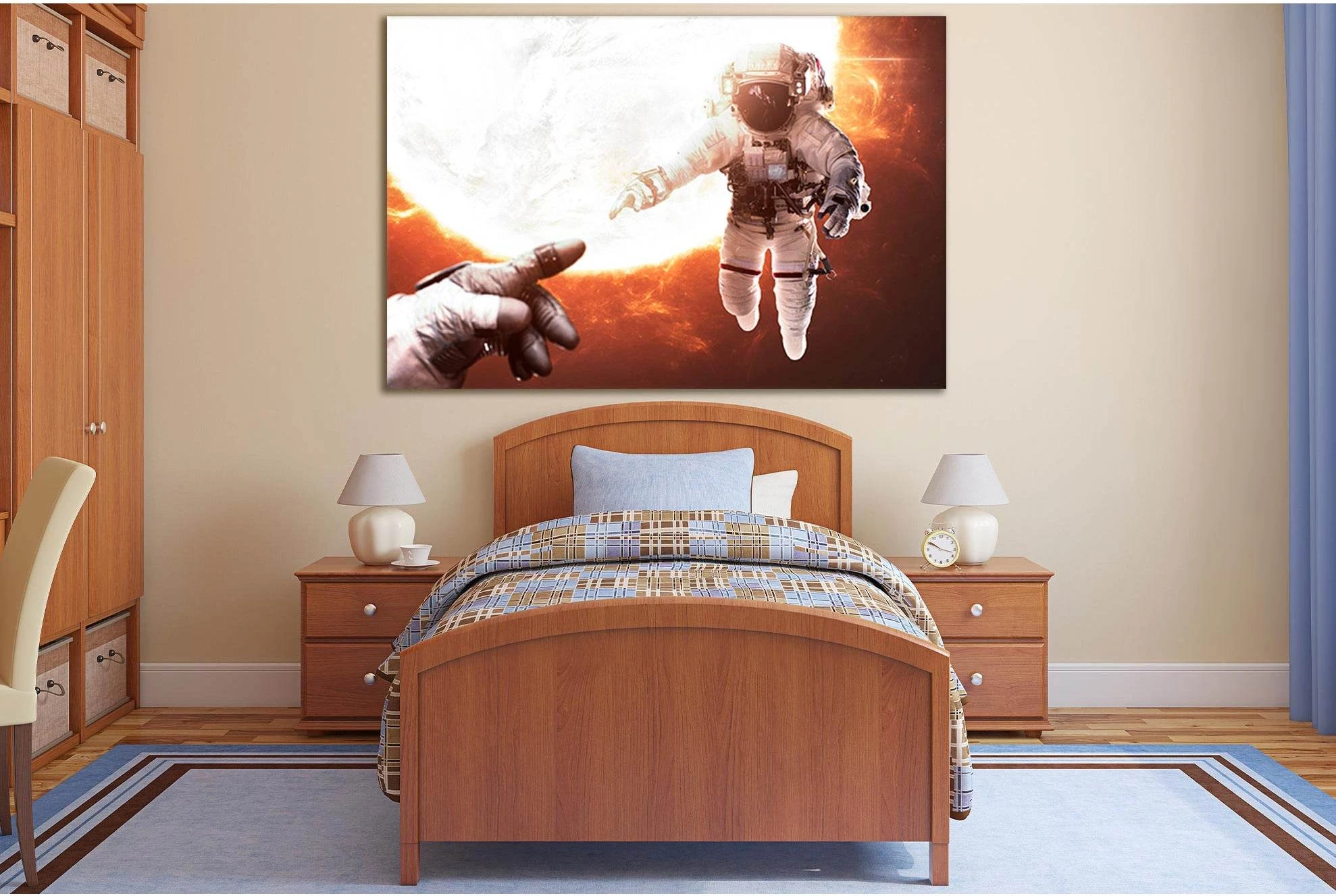 Two Brave Astronauts №SL405 Ready to Hang Canvas Print - Zellart Canvas Prints 0new, ALL_Products, Astronomy & Space Canvas Wall Art