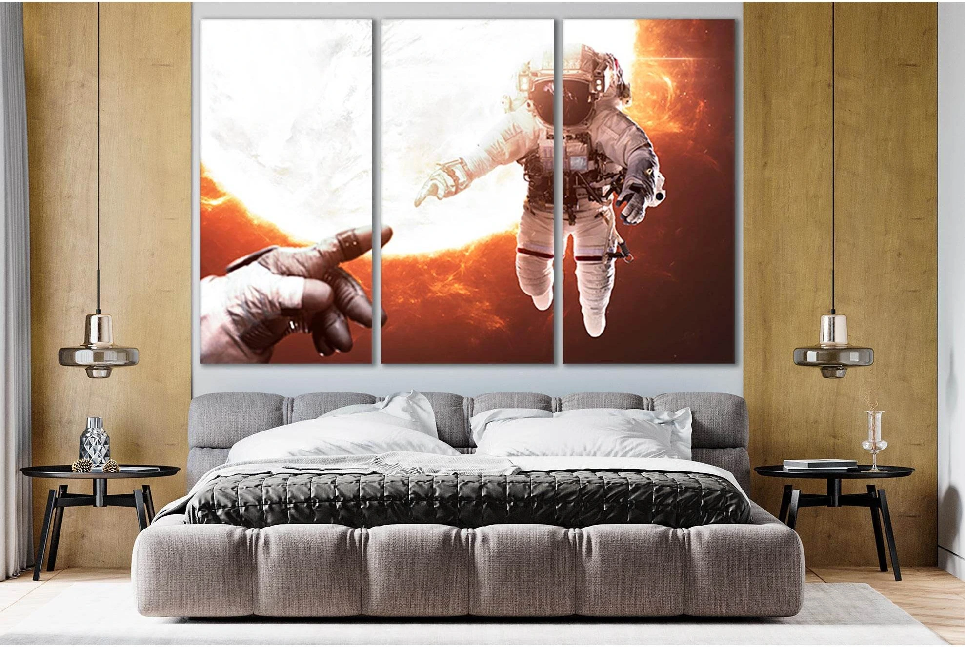 Two Brave Astronauts №SL405 Ready to Hang Canvas Print - Zellart Canvas Prints 0new, ALL_Products, Astronomy & Space Canvas Wall Art
