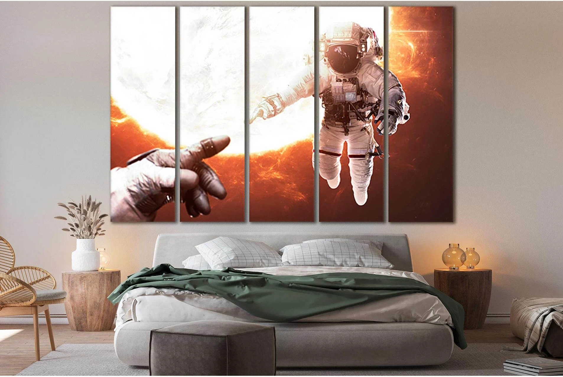 Two Brave Astronauts №SL405 Ready to Hang Canvas Print - Zellart Canvas Prints 0new, ALL_Products, Astronomy & Space Canvas Wall Art