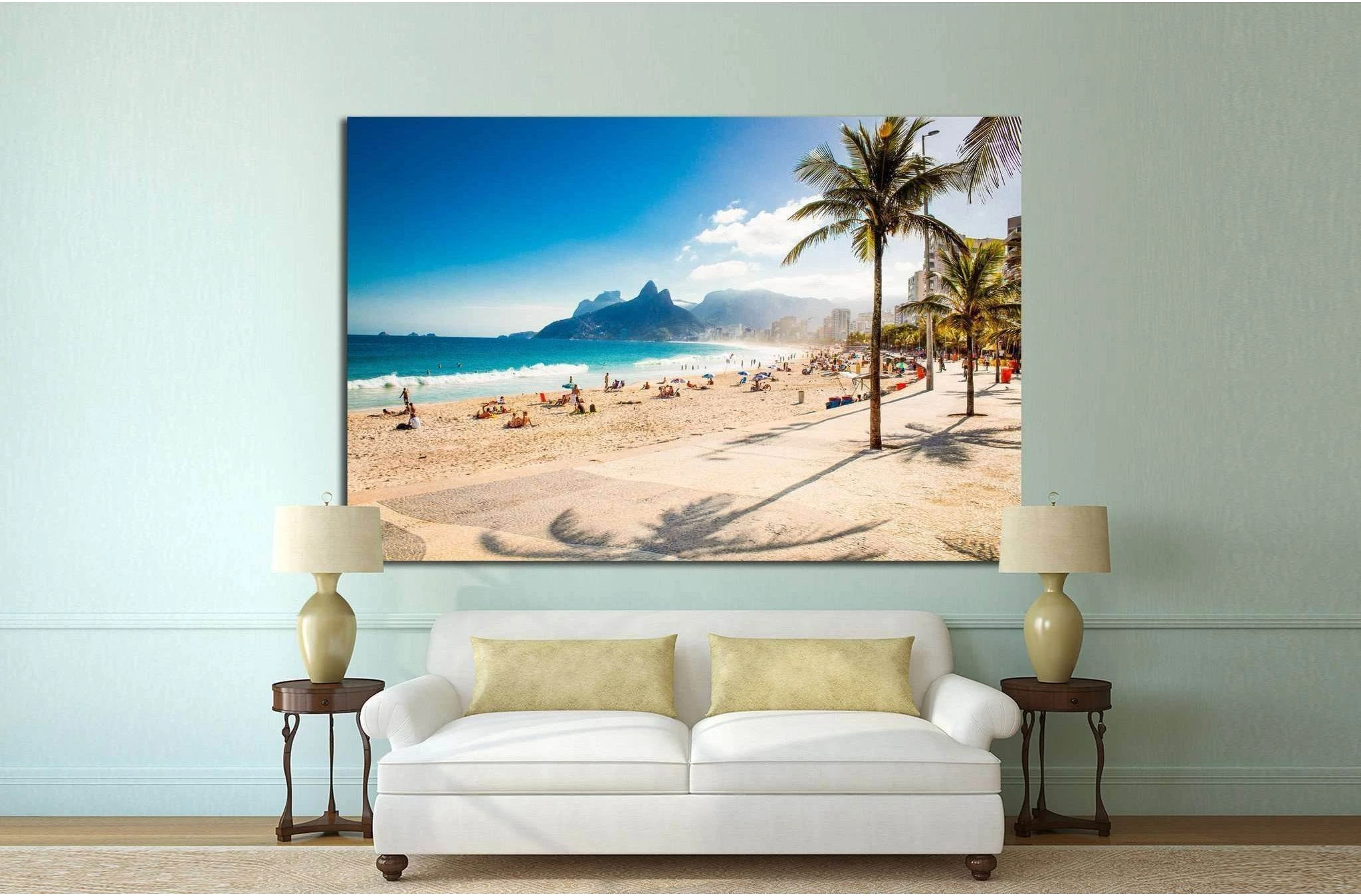 Two Brothers Mountain on Ipanema beach, Rio de Janeiro, Brazil №1317 Ready to Hang Canvas Print - Zellart Canvas Prints ALL_Products, s-1317