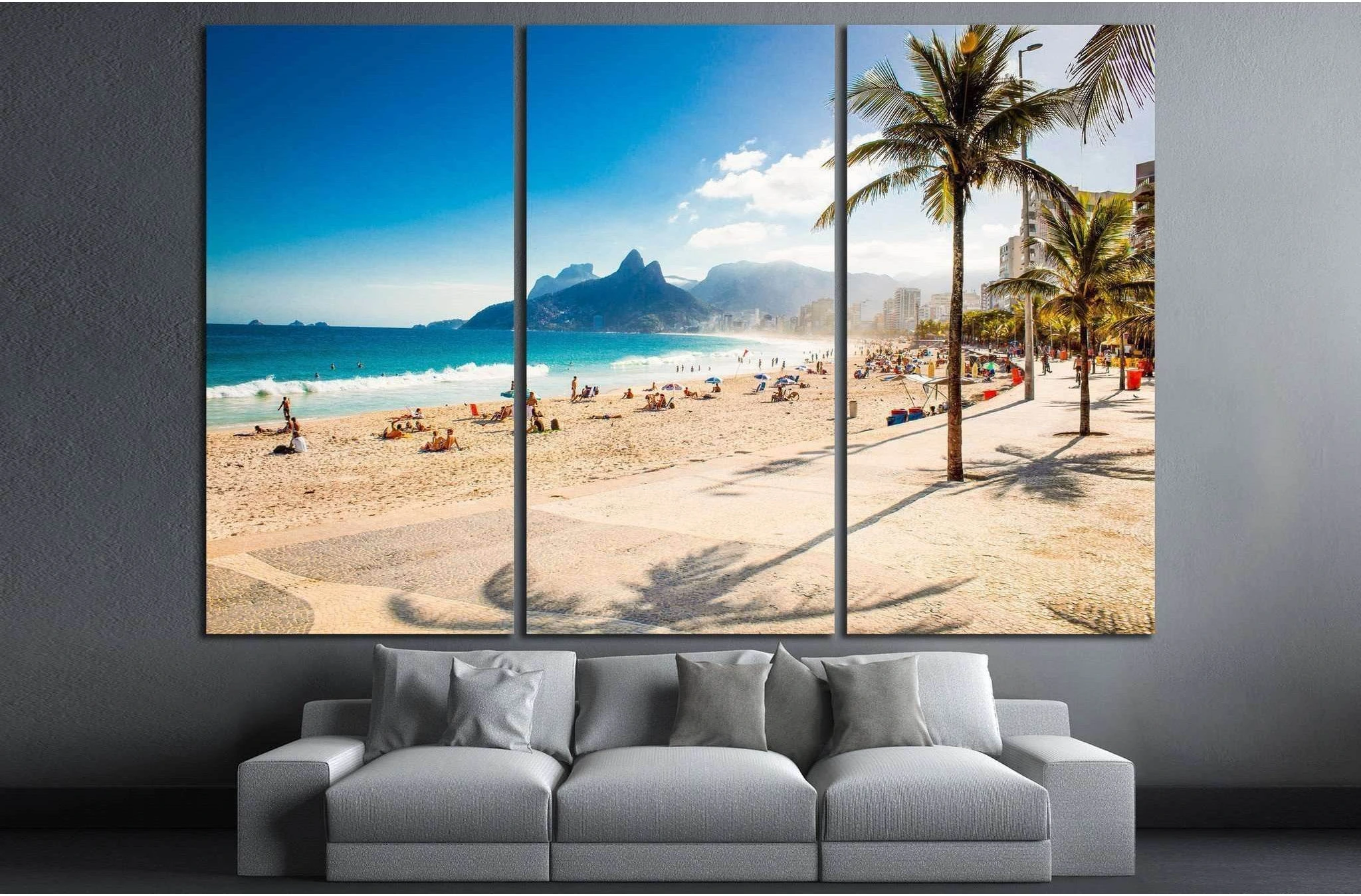 Two Brothers Mountain on Ipanema beach, Rio de Janeiro, Brazil №1317 Ready to Hang Canvas Print - Zellart Canvas Prints ALL_Products, s-1317