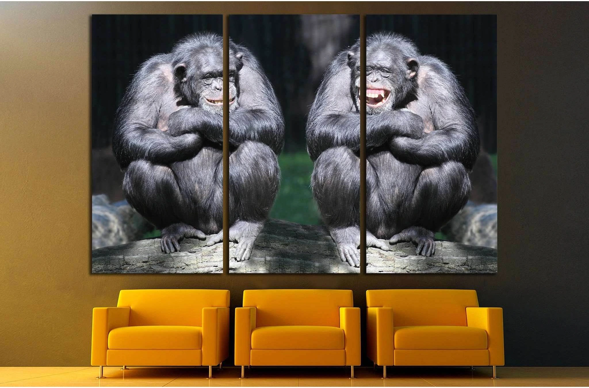 Two chimpanzees have a fun №1114 Ready to Hang Canvas Print - Zellart Canvas Prints ALL_Products, s-1114