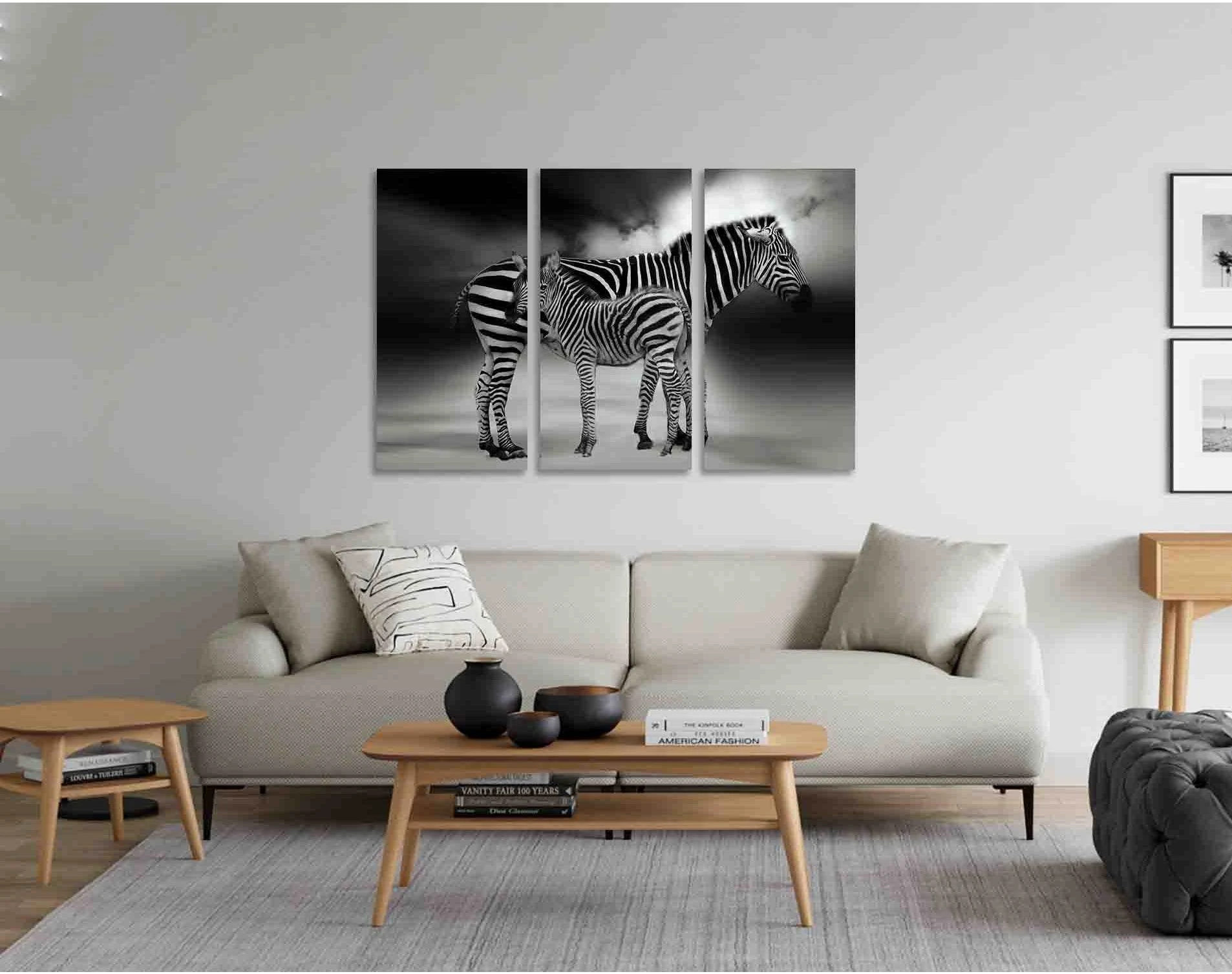 Two cute zebras №D2812 Ready to Hang Canvas Print - Zellart Canvas Prints 0new, ALL_Products, Black & White Wall Art