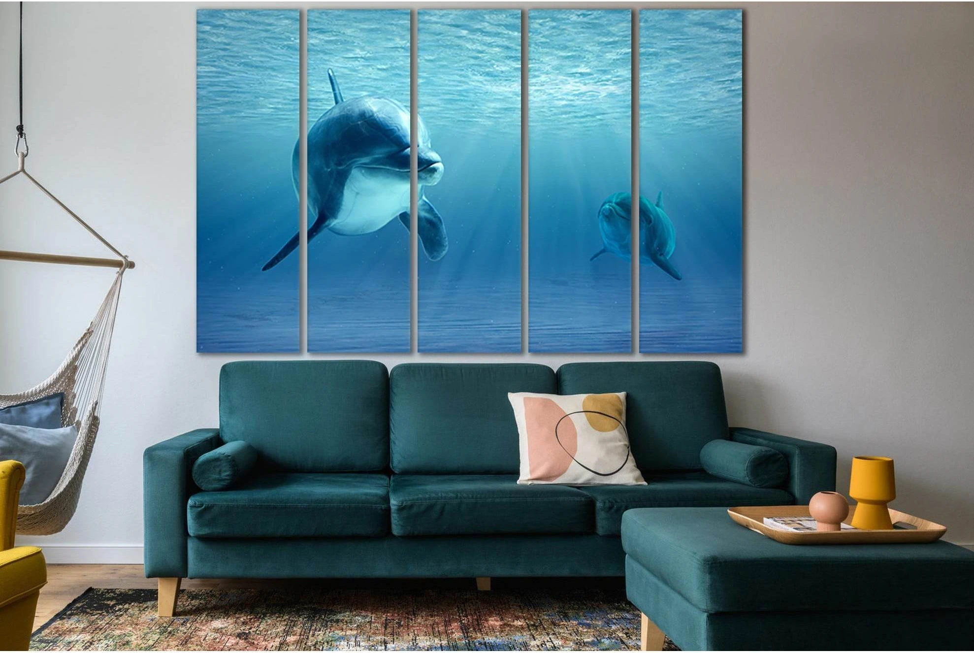 Two Dolphins №SL995 Ready to Hang Canvas Print - Zellart Canvas Prints 0new, ALL_Products, Animals & Wildlife