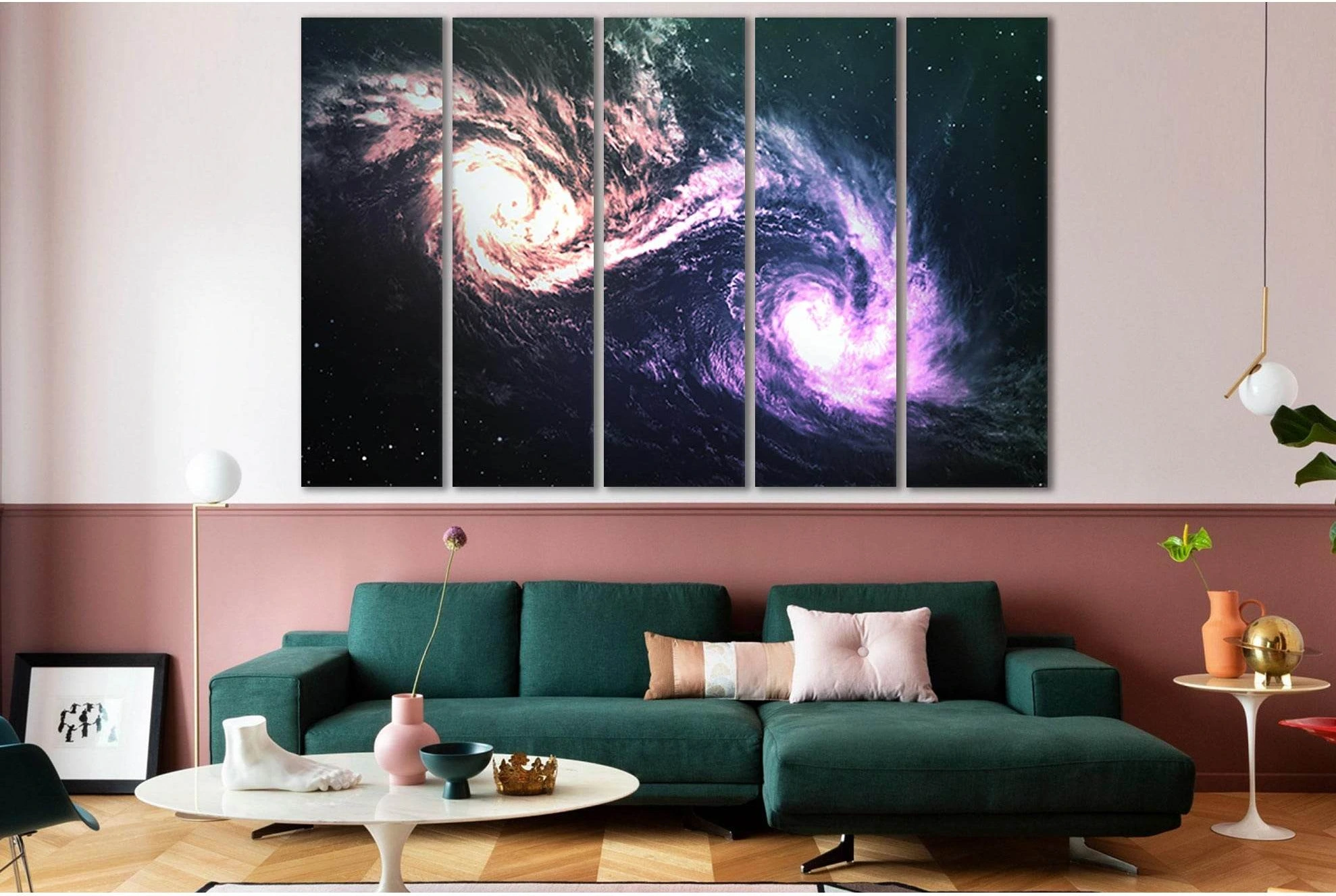 Two Galaxies In Deep Space №SL400 Ready to Hang Canvas Print - Zellart Canvas Prints 0new, ALL_Products, Astronomy & Space Canvas Wall Art