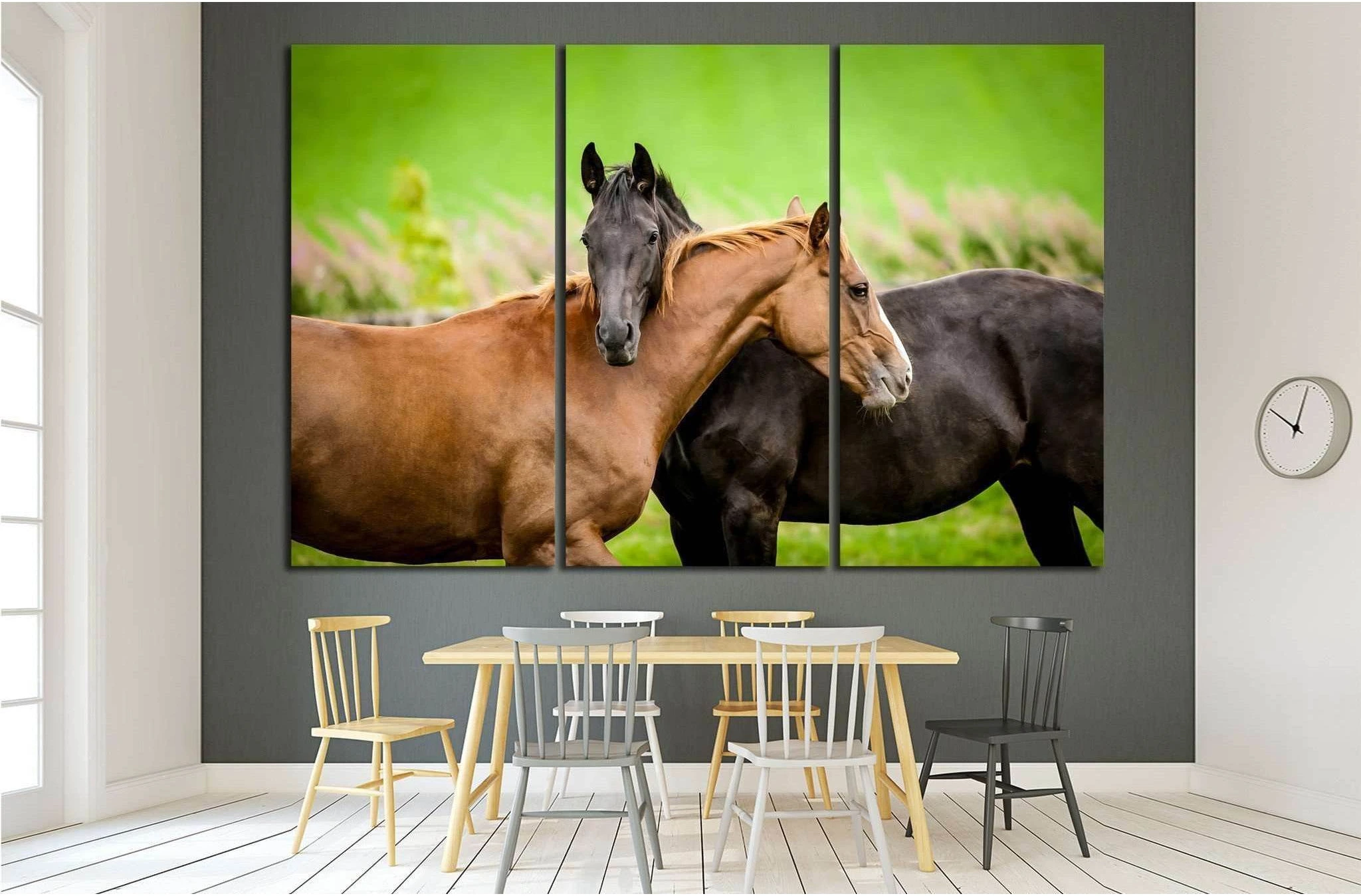 Two horses embracing in friendship №1853 Ready to Hang Canvas Print - Zellart Canvas Prints ALL_Products, Horses, s-1853