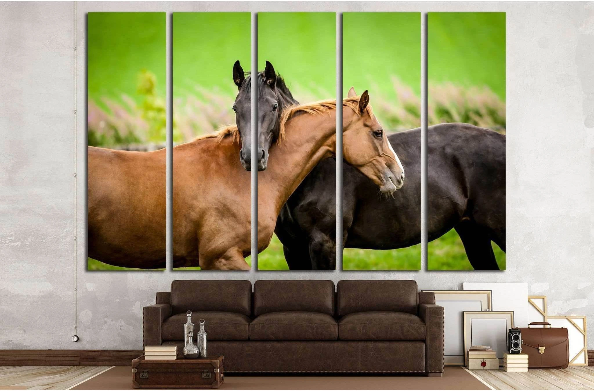 Two horses embracing in friendship №1853 Ready to Hang Canvas Print - Zellart Canvas Prints ALL_Products, Horses, s-1853