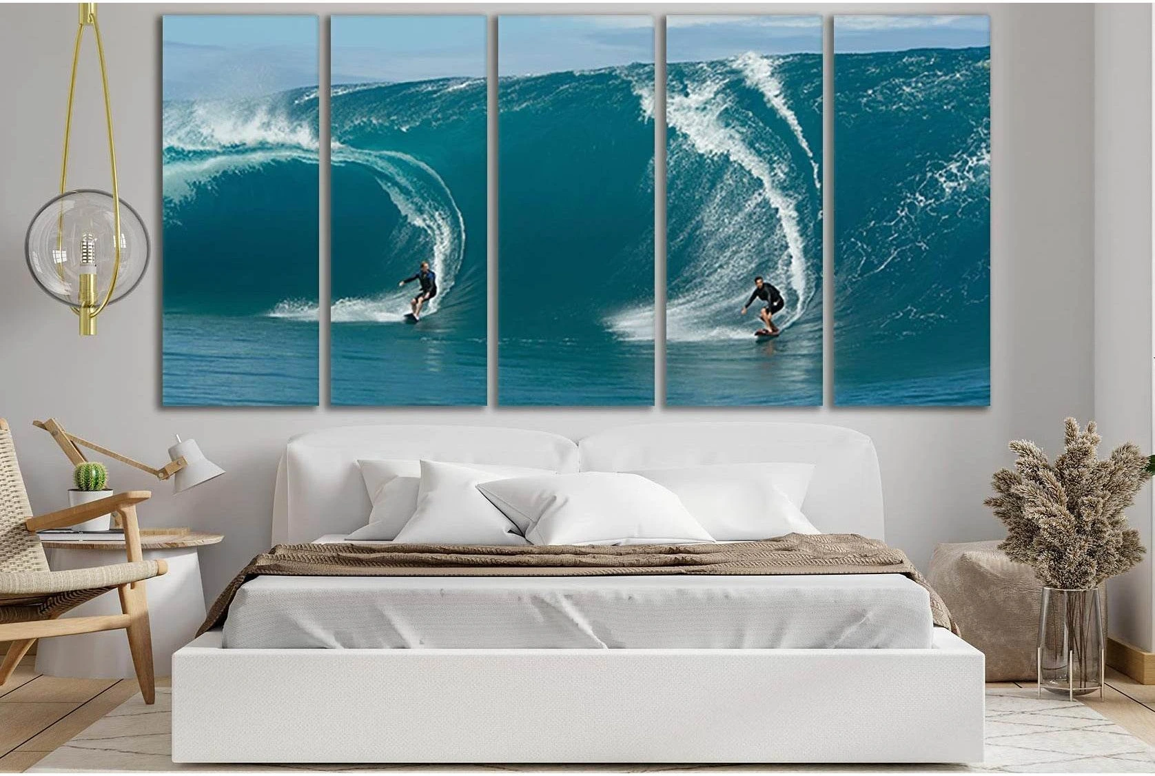 Two Men Surfing On A Wave №SL910 Ready to Hang Canvas Print - Zellart Canvas Prints 0new, ALL_Products, Sports & Motivation