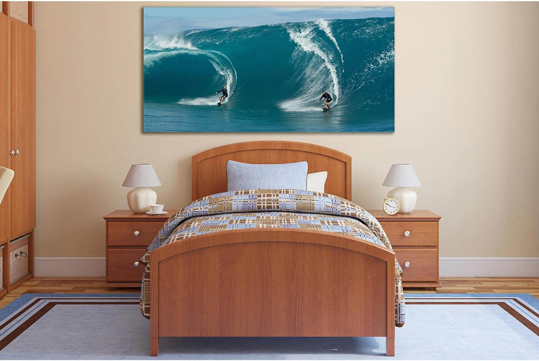 Two Men Surfing On A Wave №SL910 Ready to Hang Canvas Print - Zellart Canvas Prints 0new, ALL_Products, Sports & Motivation