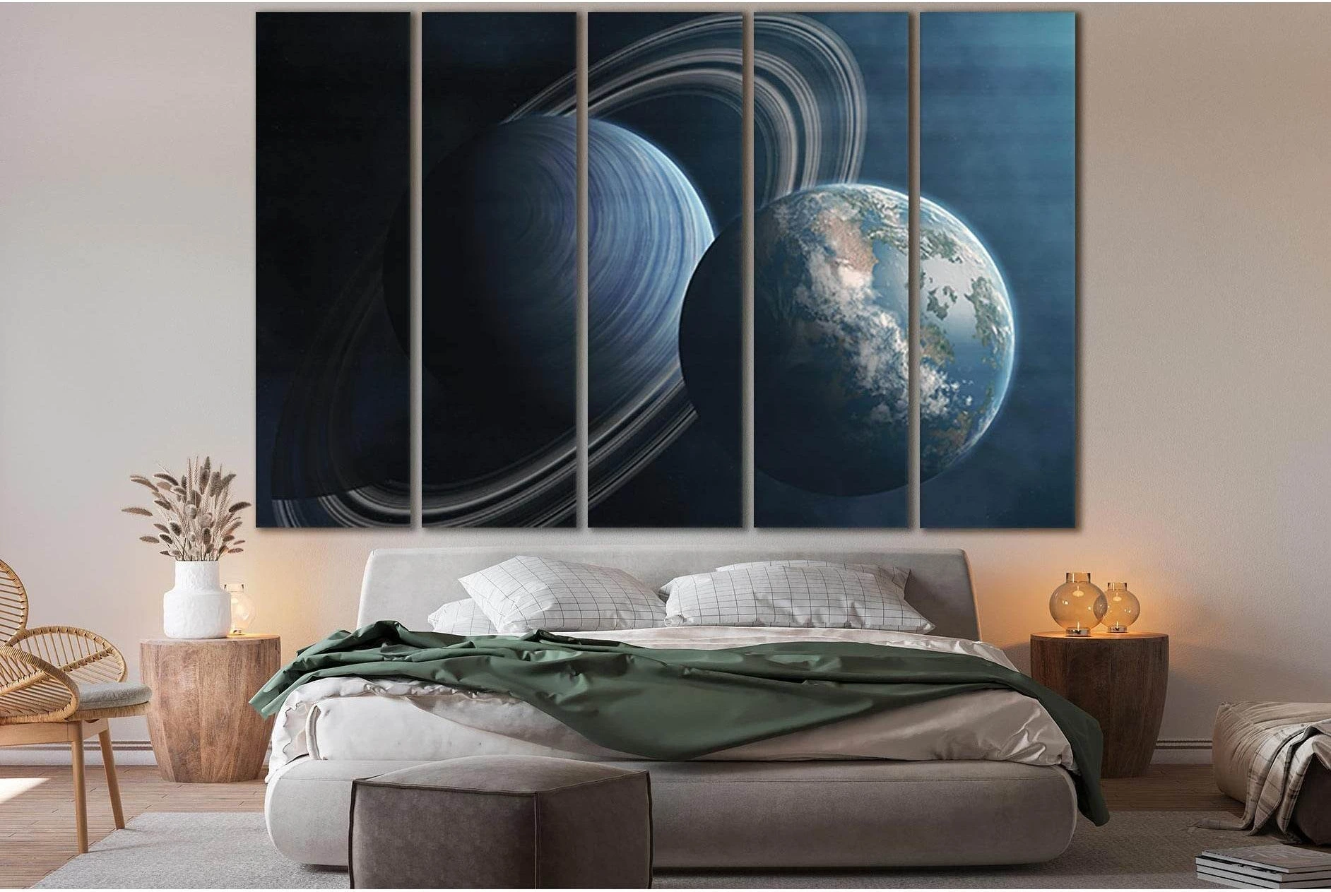 Two Planets Near Each Other №SL988 Ready to Hang Canvas Print - Zellart Canvas Prints 0new, ALL_Products, Astronomy & Space Canvas Wall Art