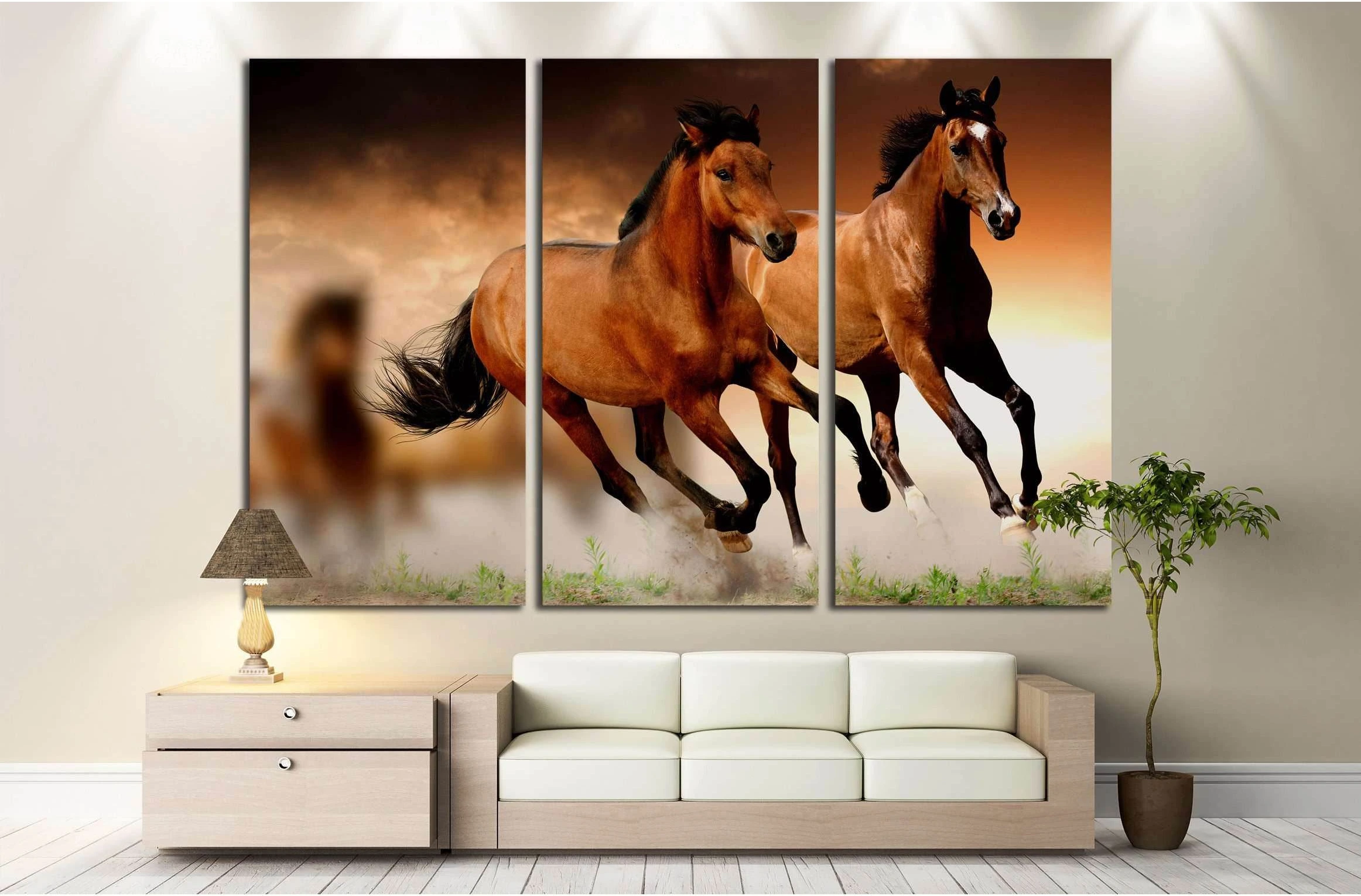 Two running horses canvas set №5000 - Zellart Canvas Prints ALL_Products, Horses, s-5000