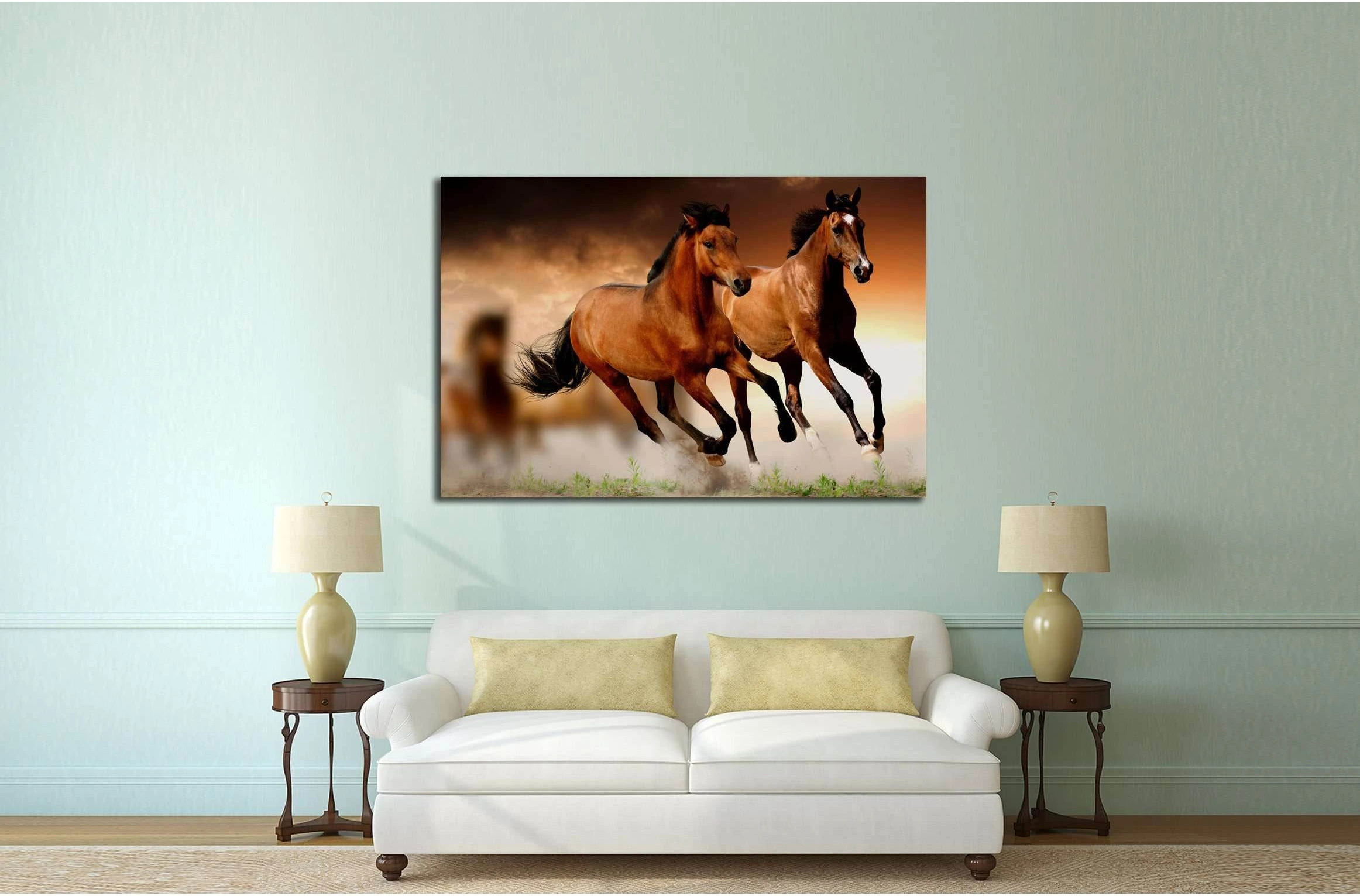 Two running horses canvas set №5000 - Zellart Canvas Prints ALL_Products, Horses, s-5000