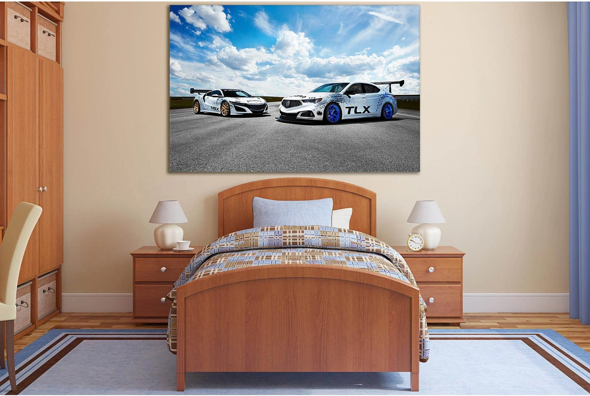 Two Sports Cars On The Road №SL919 Ready to Hang Canvas Print - Zellart Canvas Prints 0new, ALL_Products, Sports & Motivation