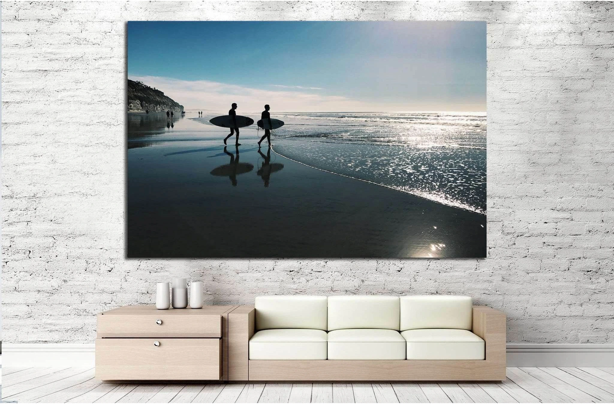 Two surfers, San Diego №1015 Ready to Hang Canvas Print - Zellart Canvas Prints ALL_Products, s-1015