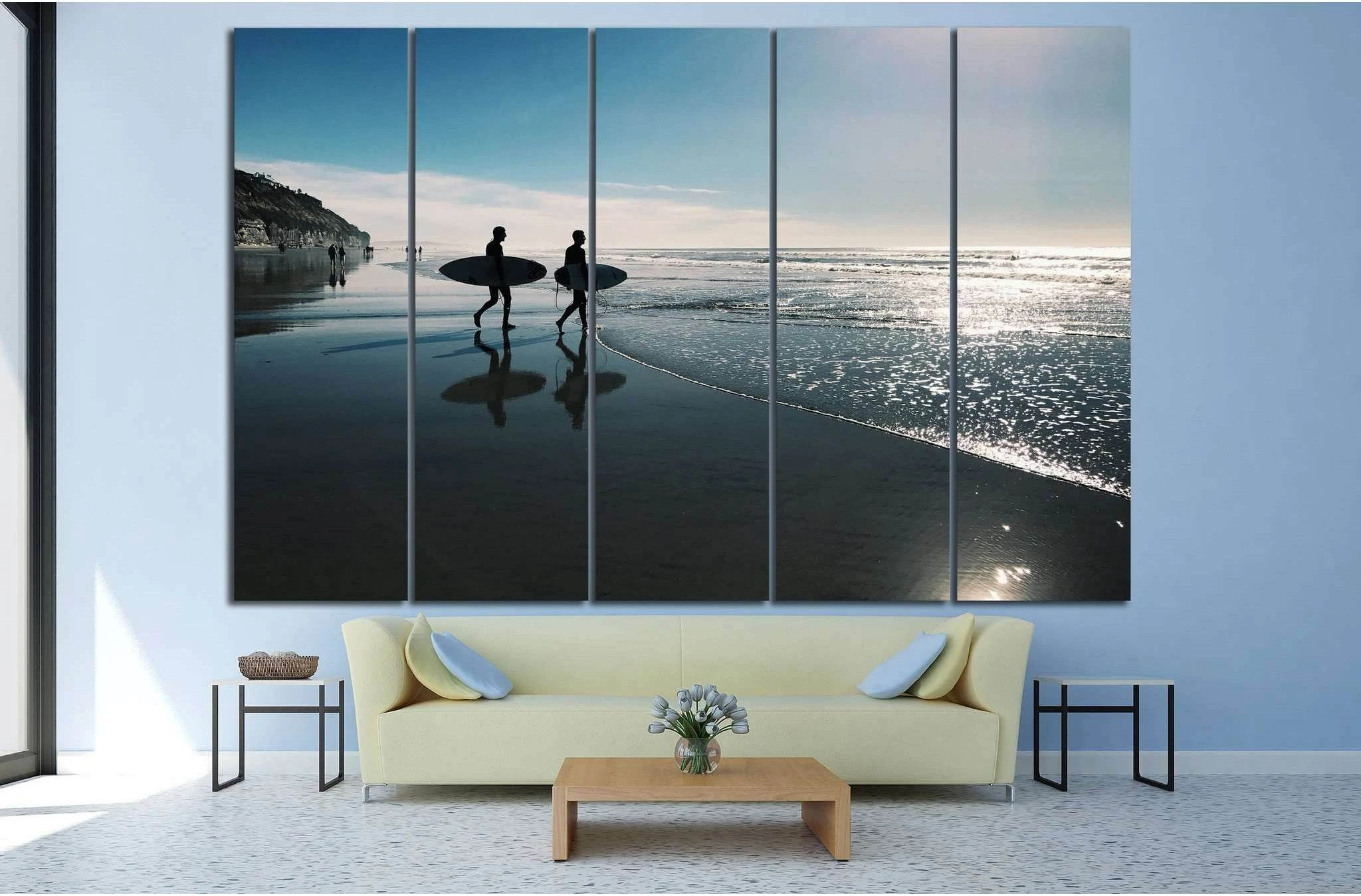 Two surfers, San Diego №1015 Ready to Hang Canvas Print - Zellart Canvas Prints ALL_Products, s-1015