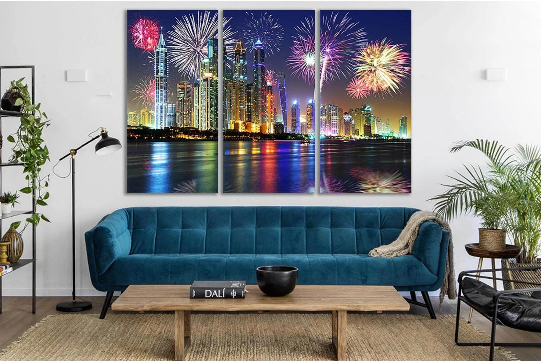 UAE Dubai Fireworks In The Sky №SL306 Ready to Hang Canvas Print - Zellart Canvas Prints 0new, ALL_Products, Cityscapes & Skylines