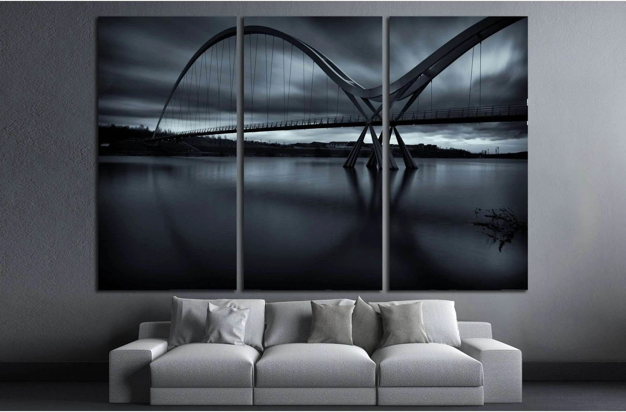 UK, Teesside, Stockton-on-Tees, The Infinity Bridge №1755 Ready to Hang Canvas Print - Zellart Canvas Prints ALL_Products, s-1755