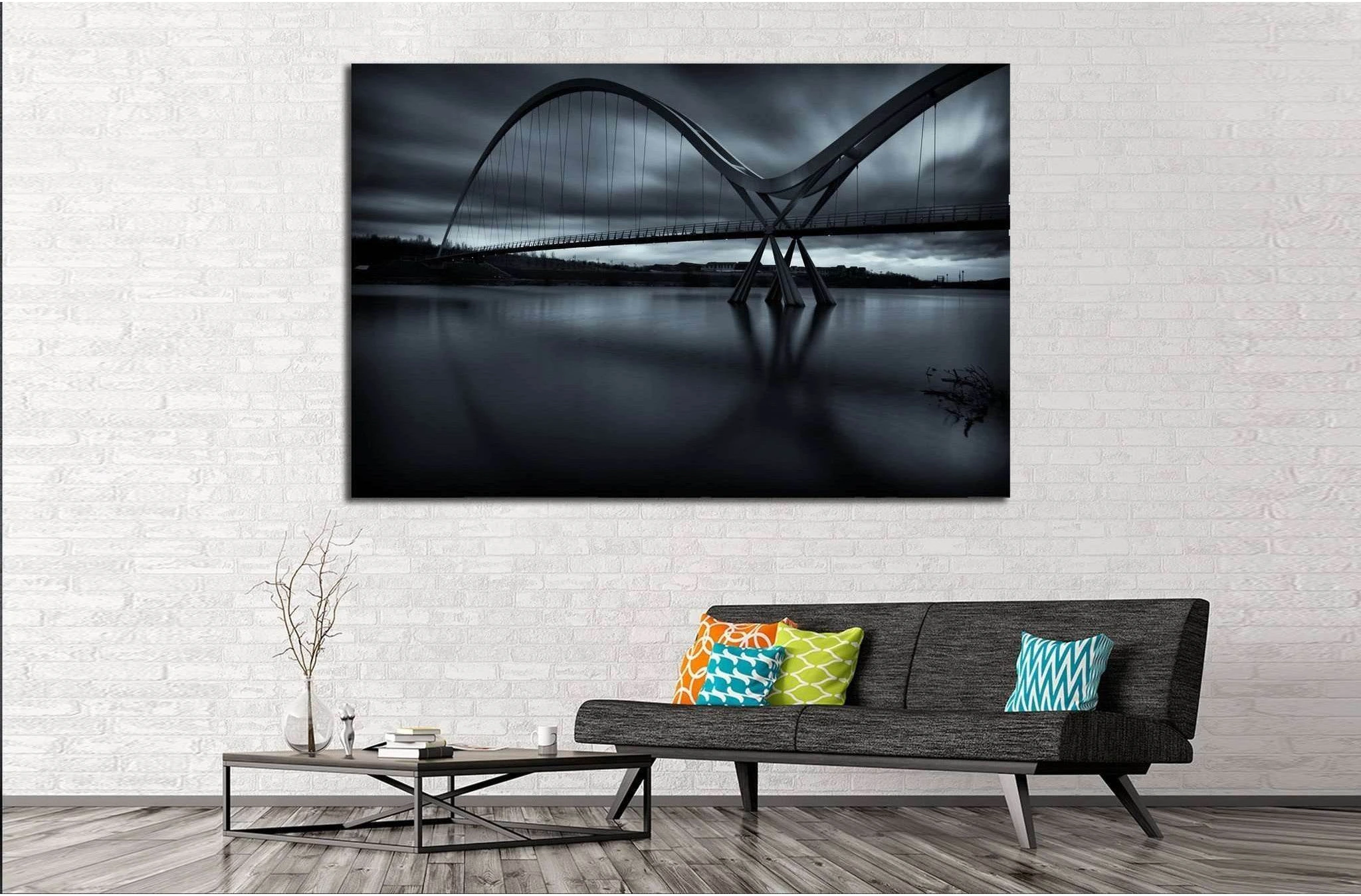 UK, Teesside, Stockton-on-Tees, The Infinity Bridge №1755 Ready to Hang Canvas Print - Zellart Canvas Prints ALL_Products, s-1755