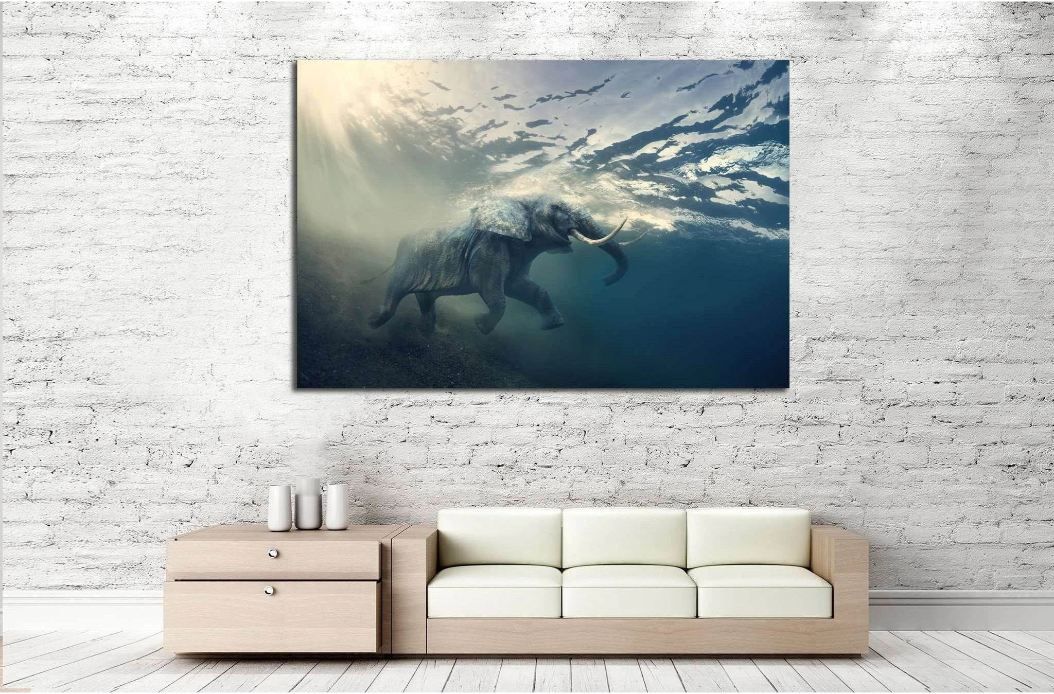 Underwater Elephant №196 Ready to Hang Canvas Print - Zellart Canvas Prints ALL_Products, Elephant, wd-196