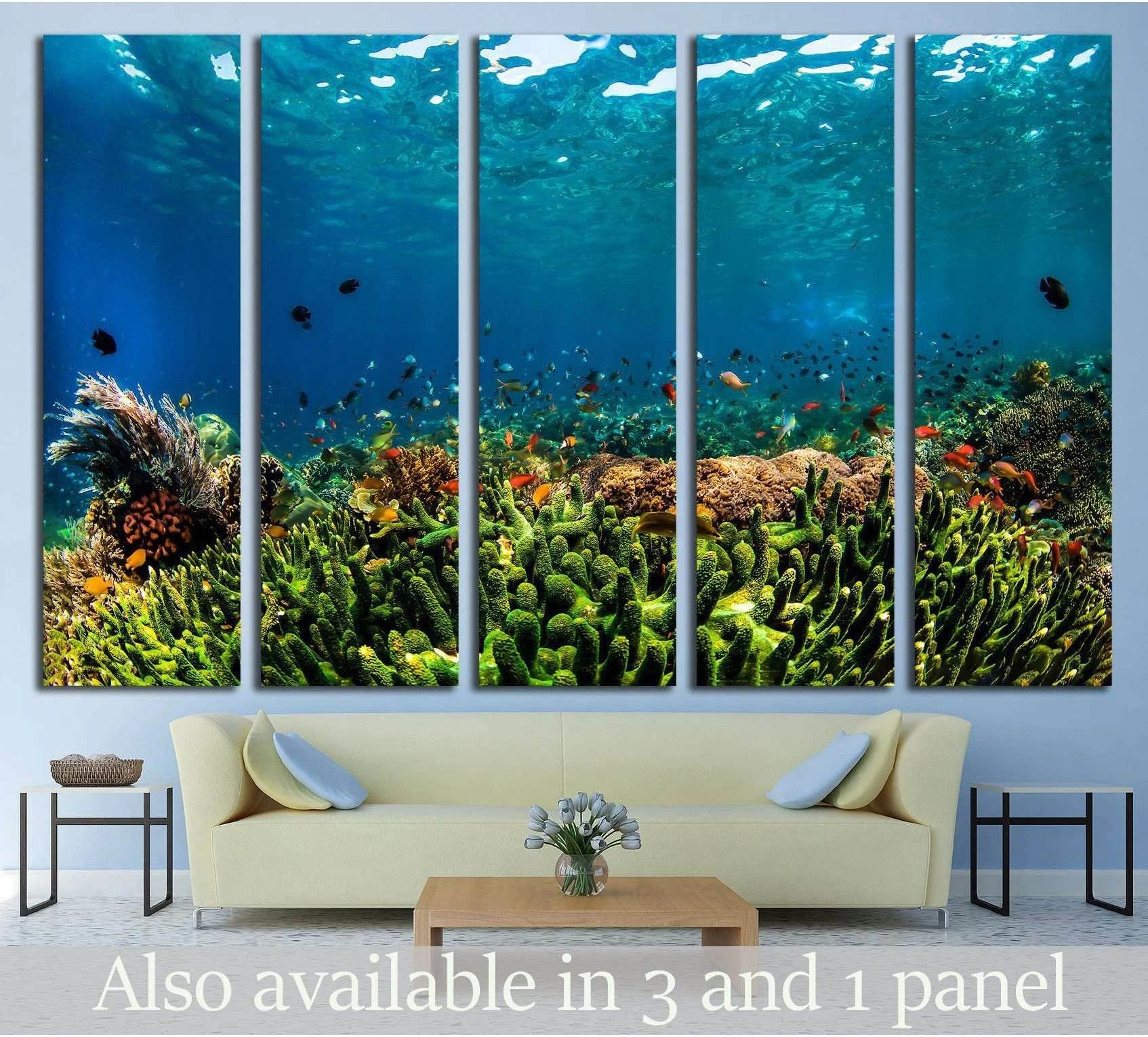 Underwater Fauna showing blue ocean wall art with water and coastal depth.