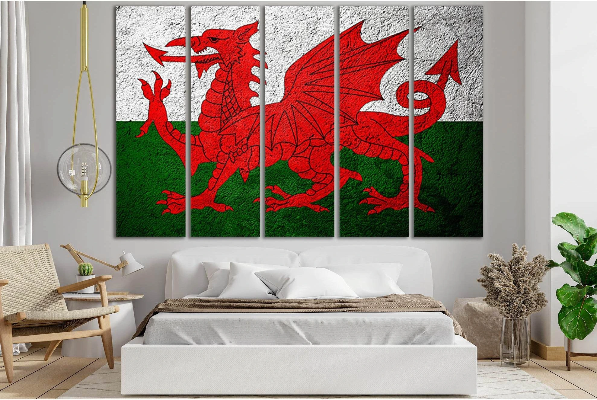 United Kingdom Flag Of Wales №SL1172 Ready to Hang Canvas Print - Zellart Canvas Prints 0new, ALL_Products, Flags