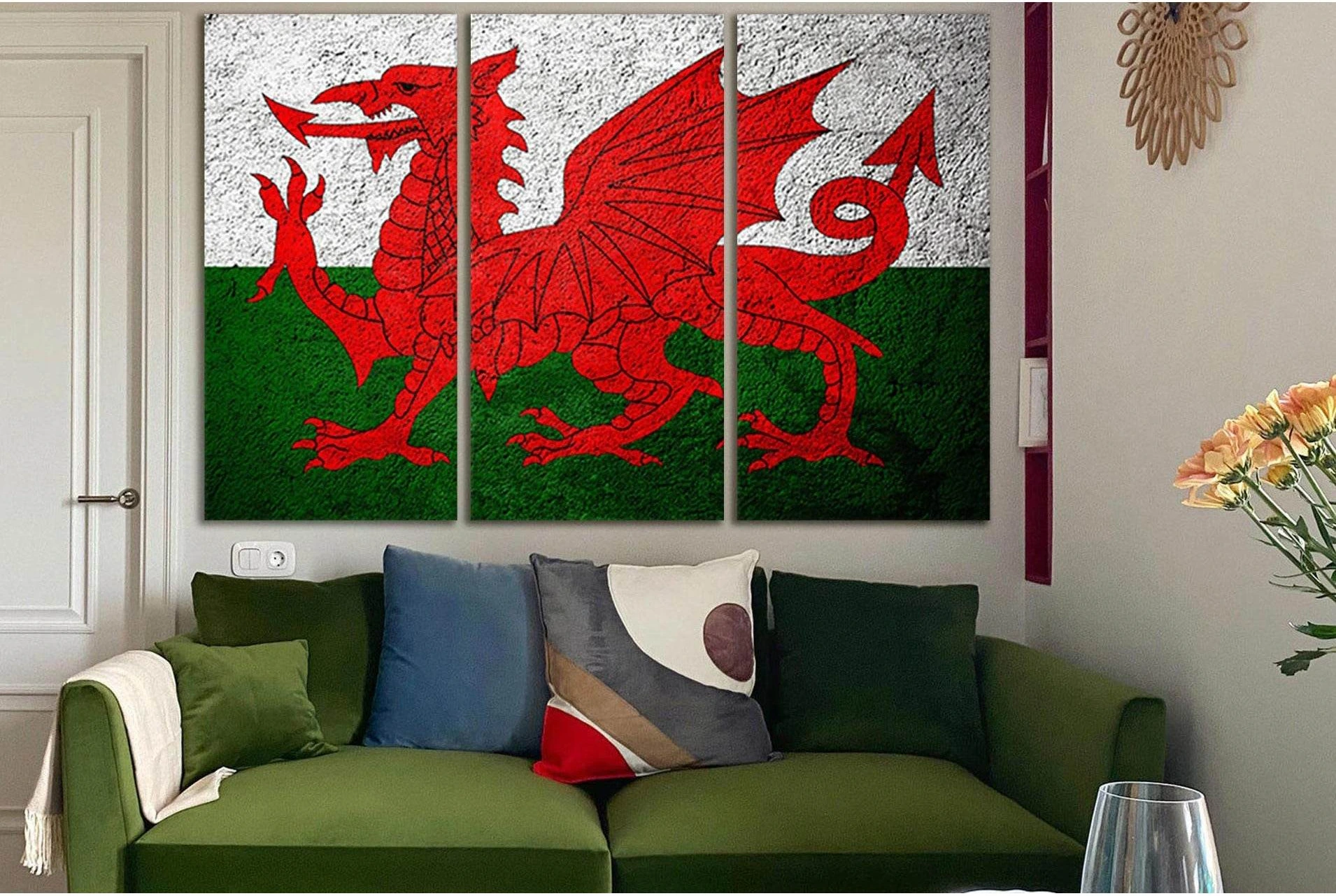 United Kingdom Flag Of Wales №SL1172 Ready to Hang Canvas Print - Zellart Canvas Prints 0new, ALL_Products, Flags