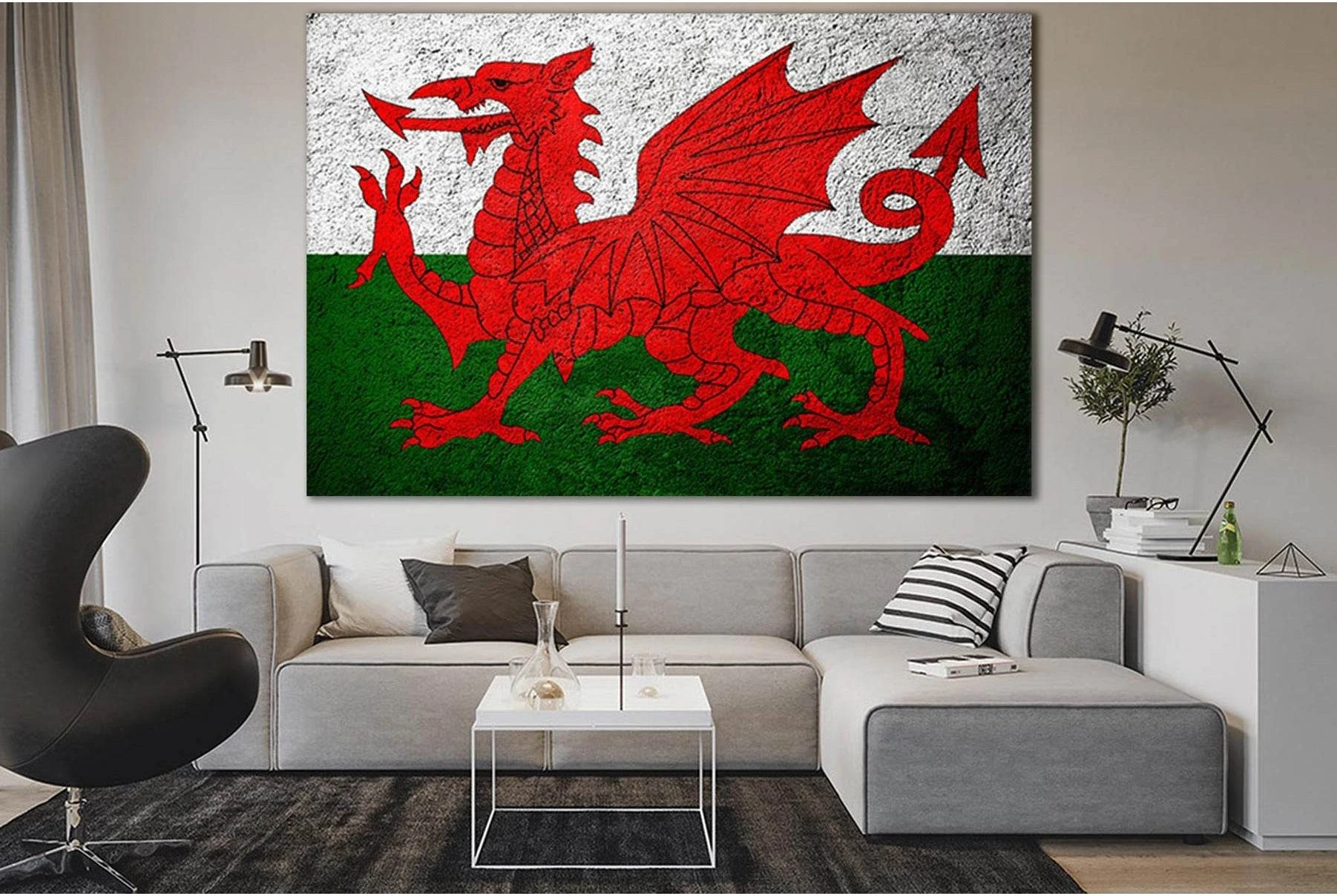 United Kingdom Flag Of Wales №SL1172 Ready to Hang Canvas Print - Zellart Canvas Prints 0new, ALL_Products, Flags