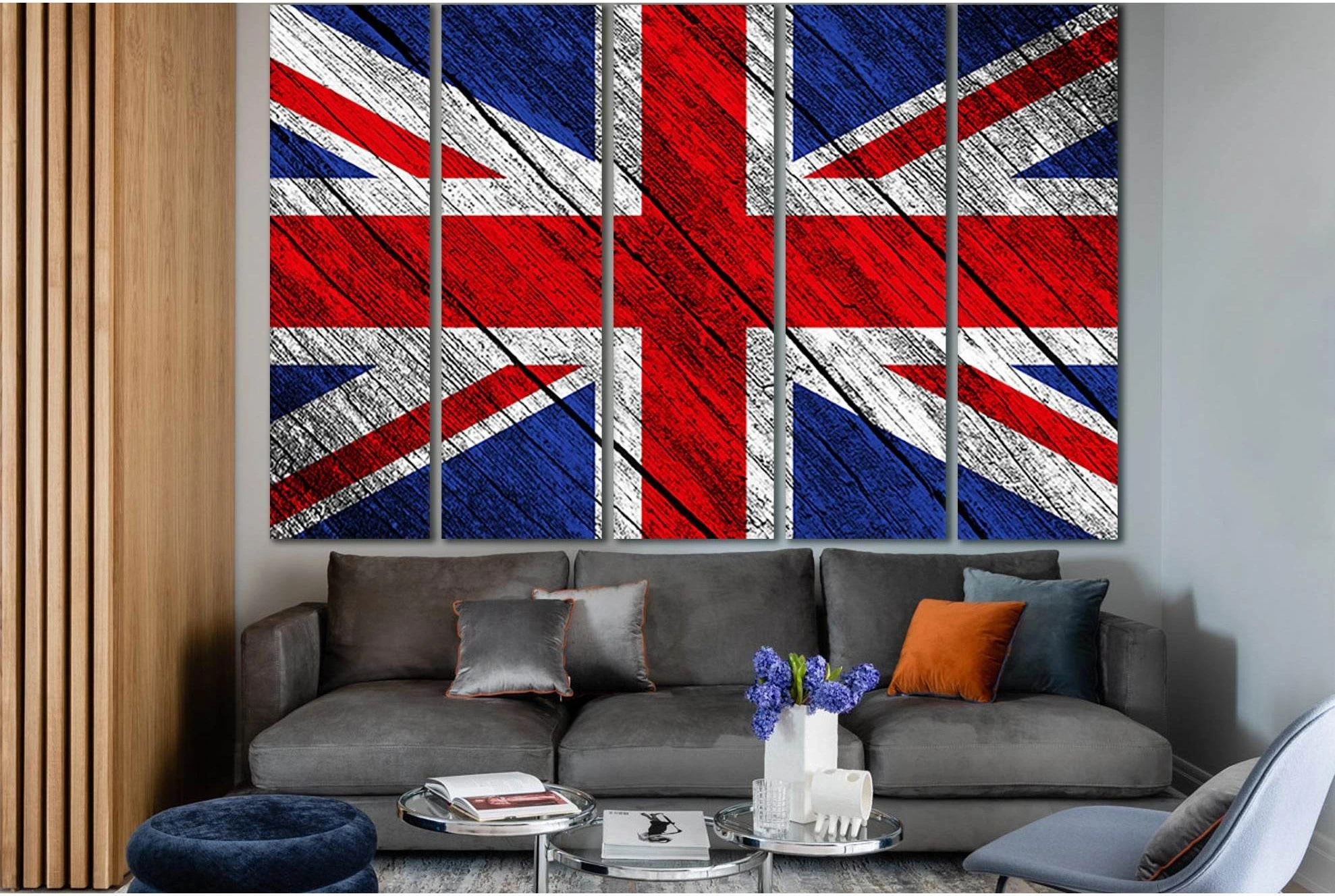 United Kingdom Flag On Wood №SL1205 Ready to Hang Canvas Print - Zellart Canvas Prints 0new, ALL_Products, Flags