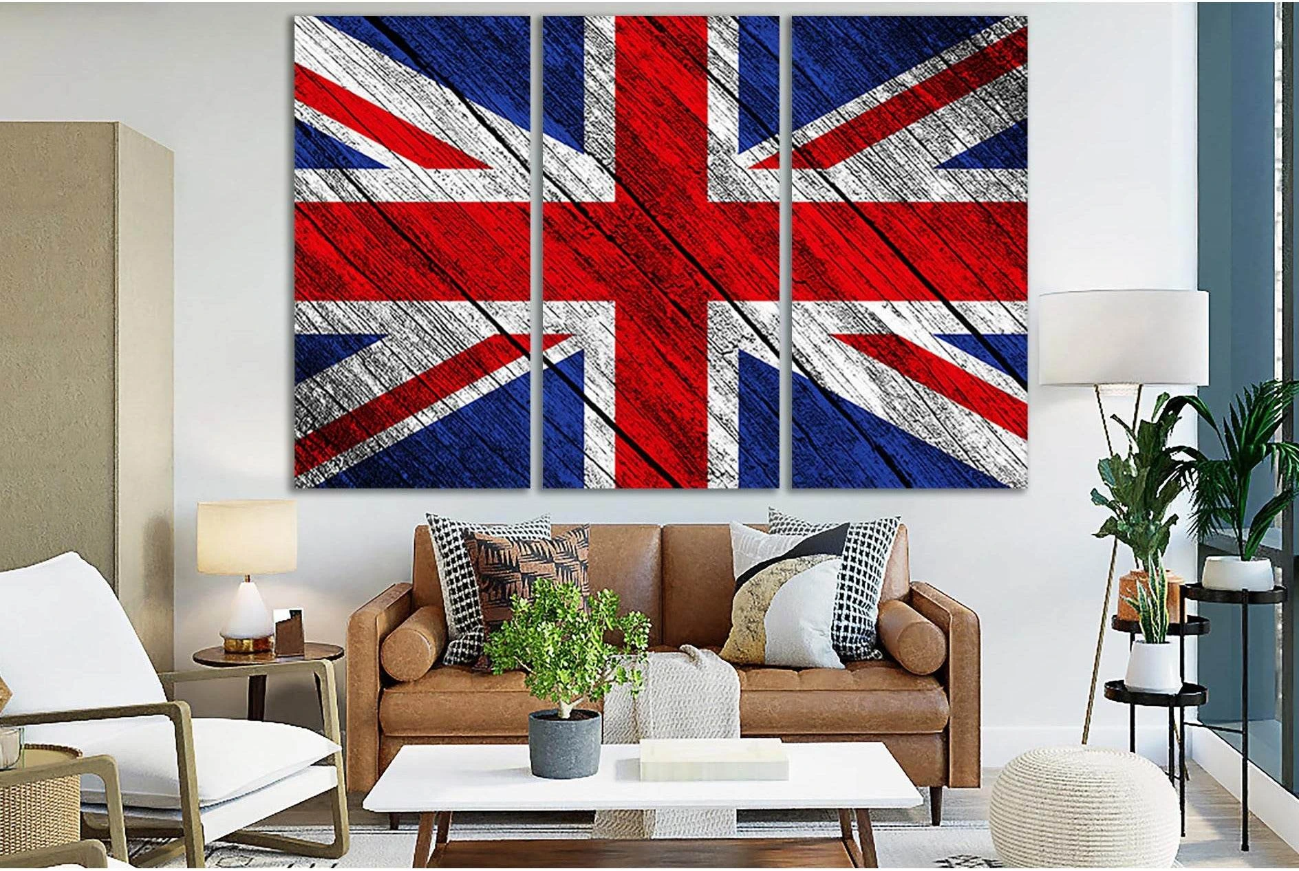 United Kingdom Flag On Wood №SL1205 Ready to Hang Canvas Print - Zellart Canvas Prints 0new, ALL_Products, Flags