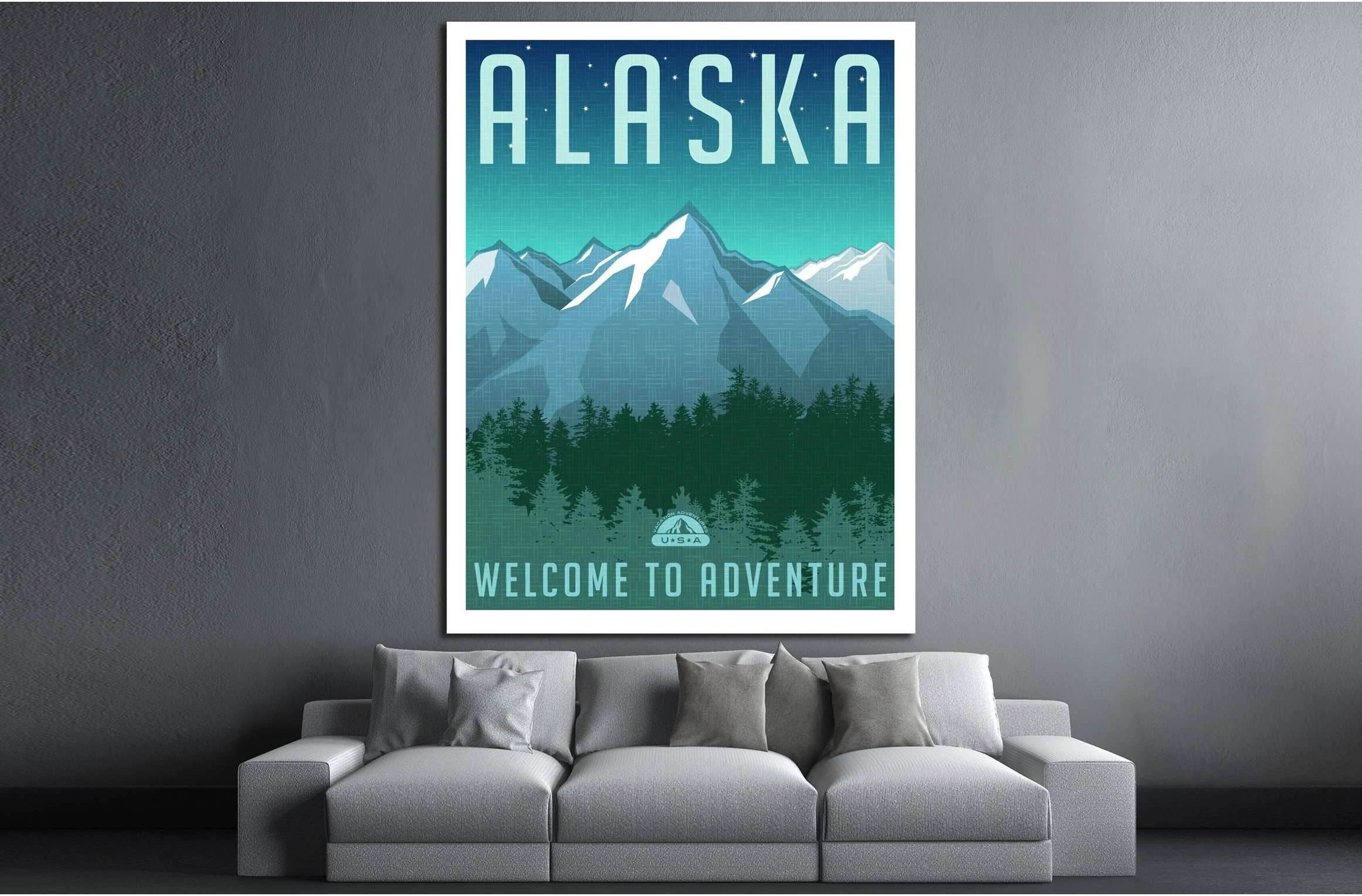 United States, Alaska mountain landscape №4575 Ready to Hang Canvas Print - Zellart Canvas Prints ALL_Products, s-4575