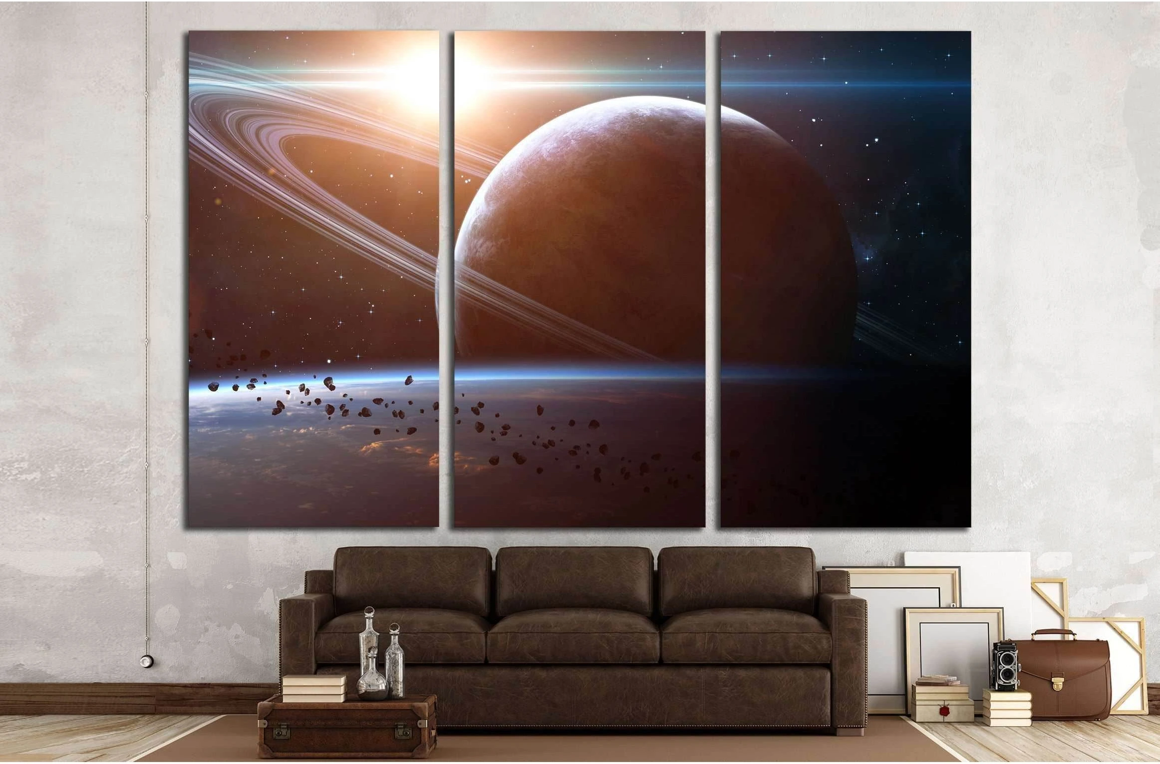 Universe scene with planets. Elements furnished by NASA №2438 Ready to Hang Canvas Print - Zellart Canvas Prints ALL_Products, s-2438
