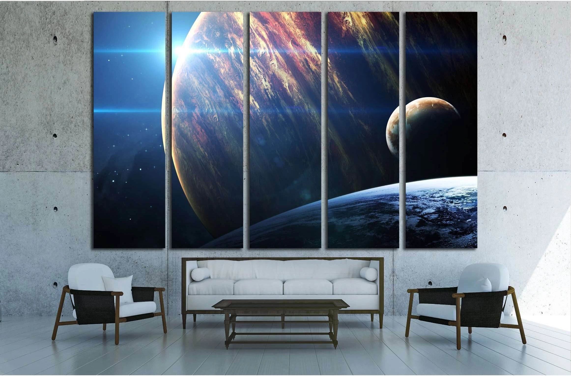 Universe scene with planets, stars and galaxies in outer space №2434 Ready to Hang Canvas Print - Zellart Canvas Prints ALL_Products, s-2434