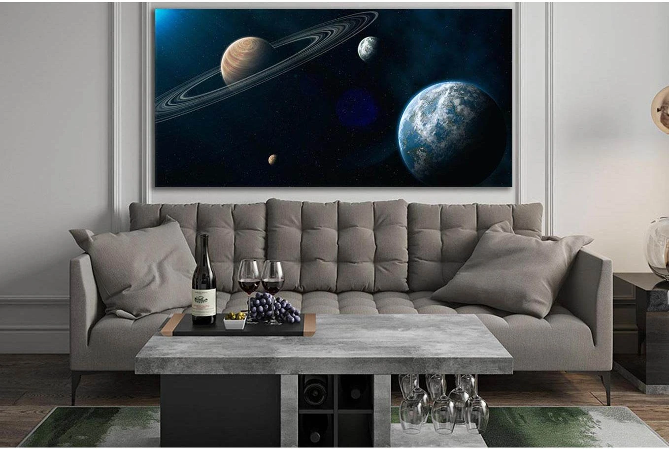 Unknown Planets In Distant Space №SL986 Ready to Hang Canvas Print - Zellart Canvas Prints 0new, ALL_Products, Astronomy & Space Canvas Wall Art