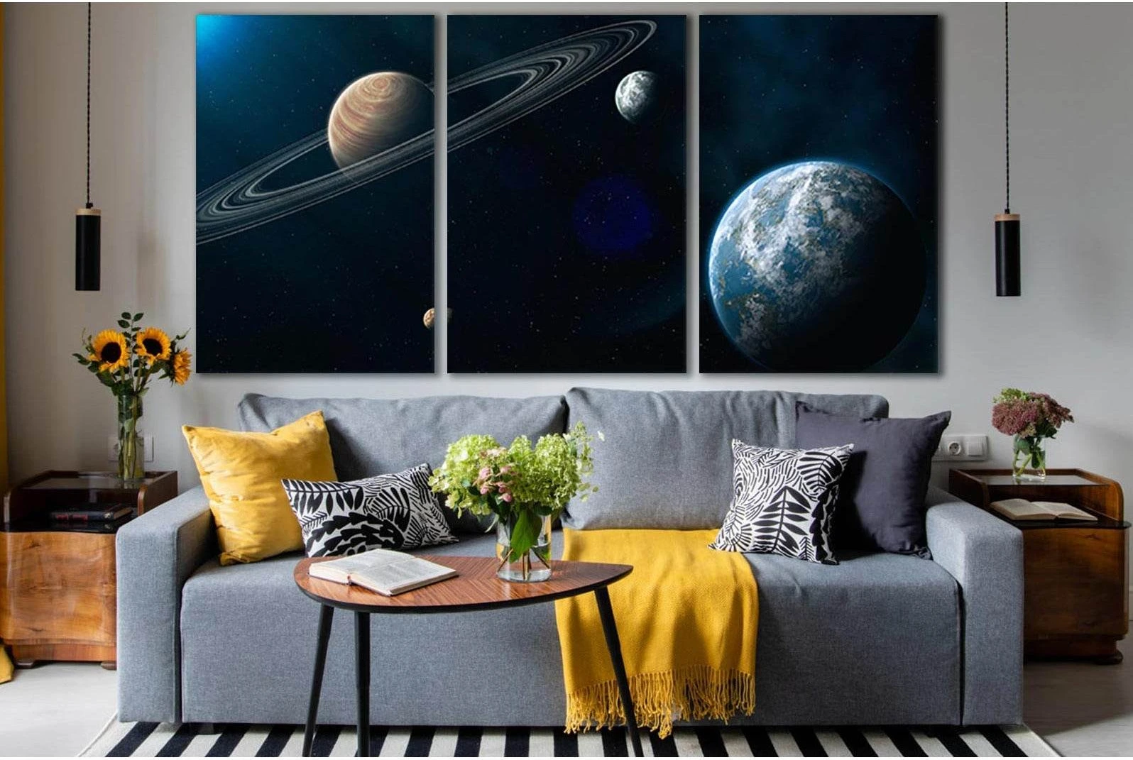 Unknown Planets In Distant Space №SL986 Ready to Hang Canvas Print - Zellart Canvas Prints 0new, ALL_Products, Astronomy & Space Canvas Wall Art