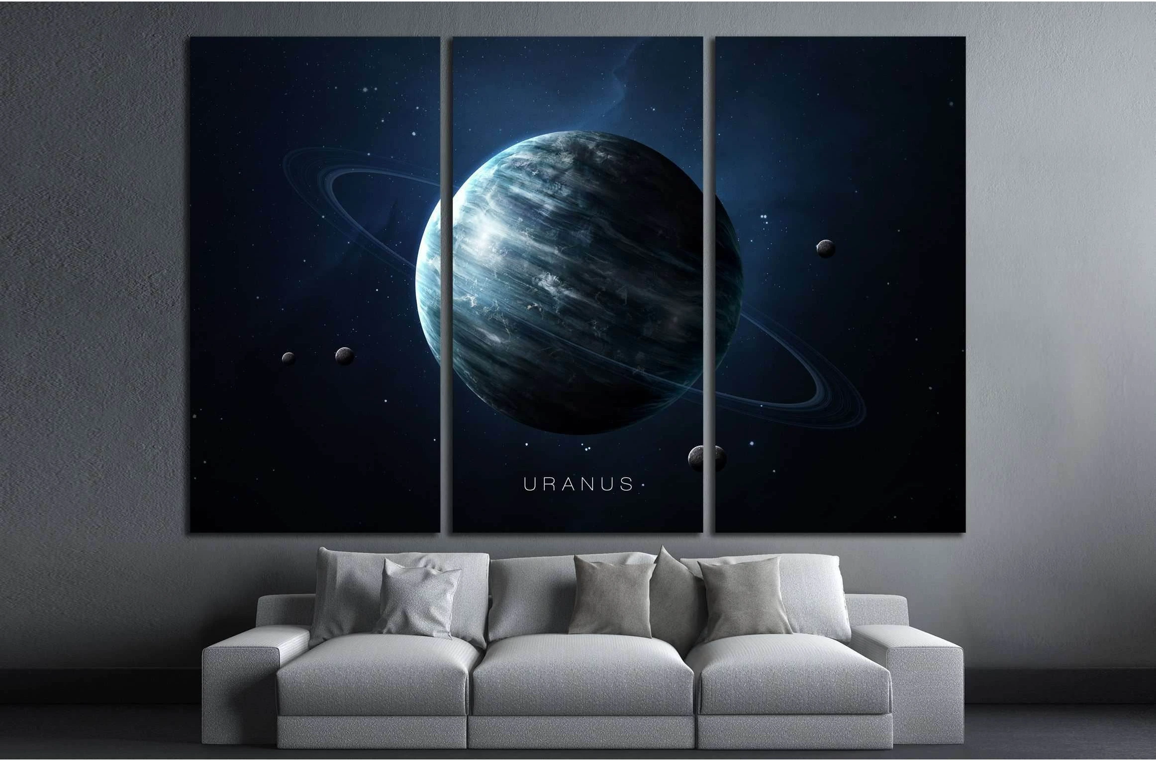 Uranus - High resolution 3D images presents planets of the solar system. №2443 Ready to Hang Canvas Print - Zellart Canvas Prints ALL_Products, s-2443