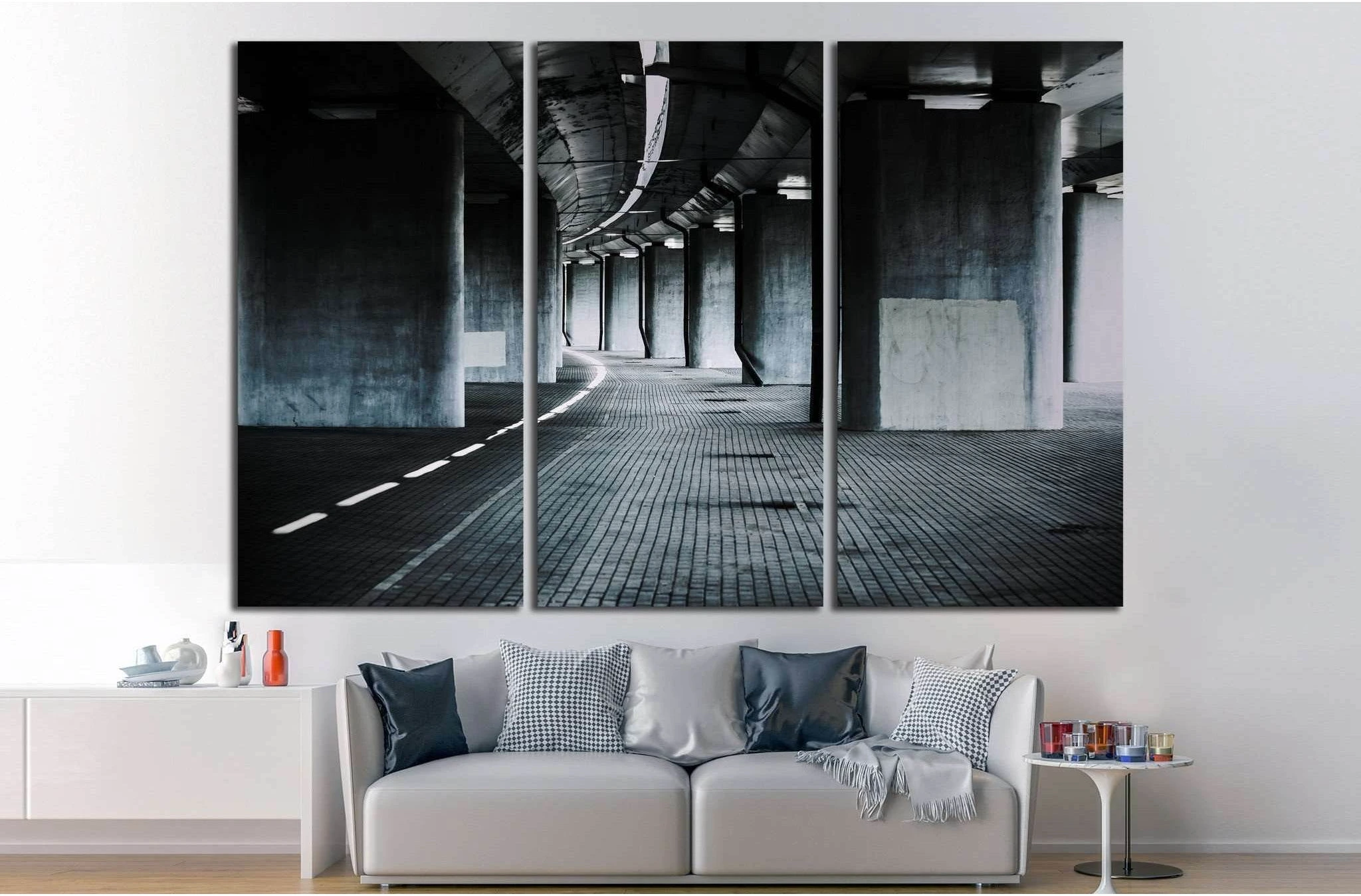 Urban background with big road bridge №1432 Ready to Hang Canvas Print - Zellart Canvas Prints ALL_Products, s-1432