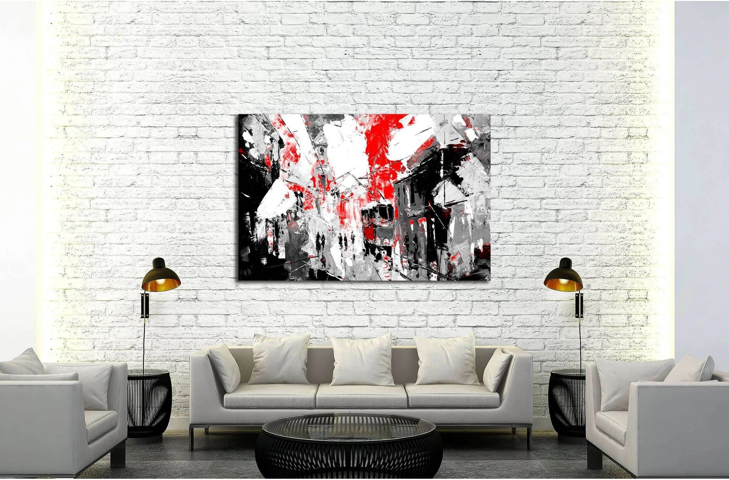 urban, city life, sin city inspiration - black and red color №3233 Ready to Hang Canvas Print - Zellart Canvas Prints ALL_Products, s-3233
