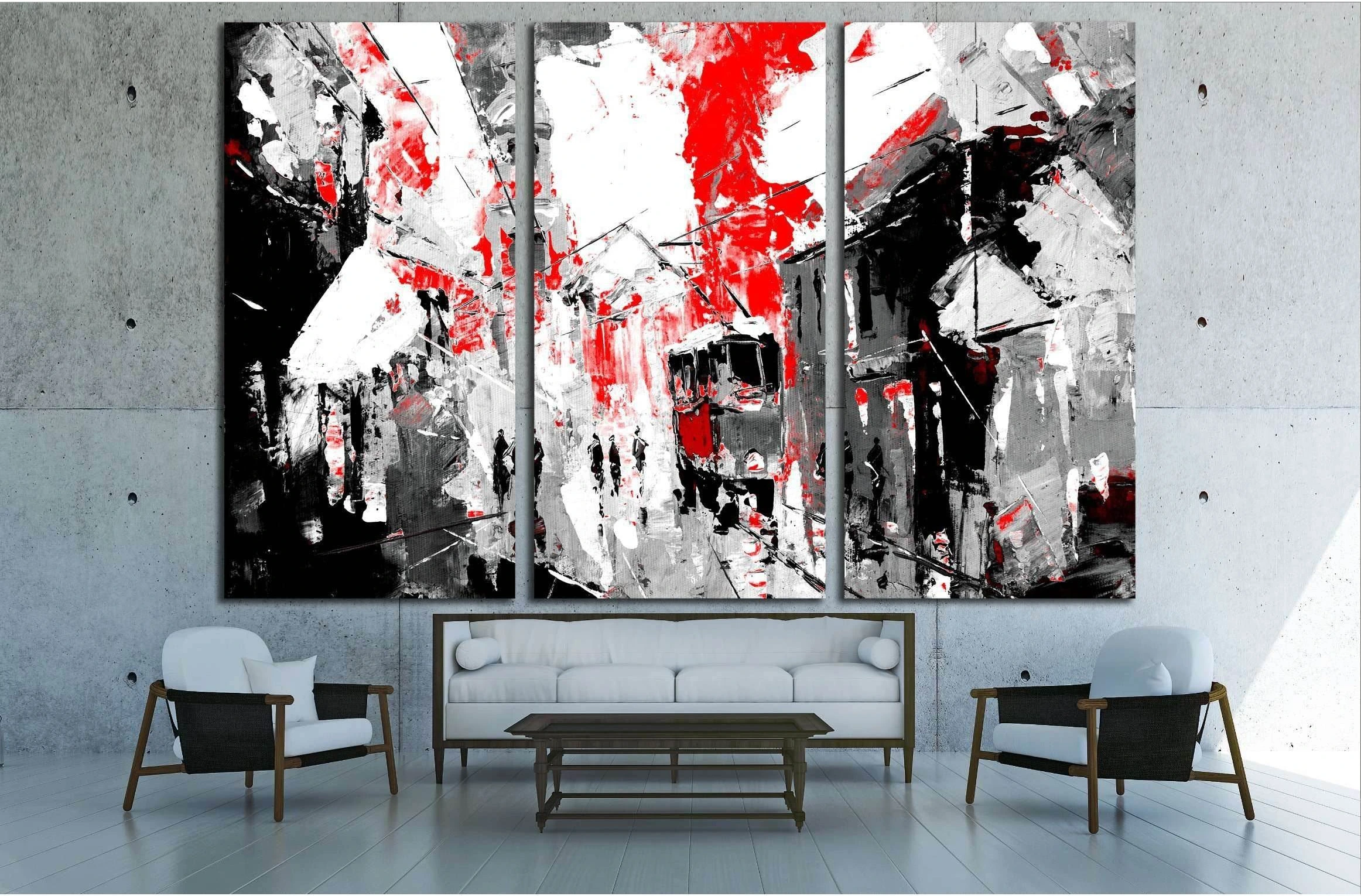 urban, city life, sin city inspiration - black and red color №3233 Ready to Hang Canvas Print - Zellart Canvas Prints ALL_Products, s-3233