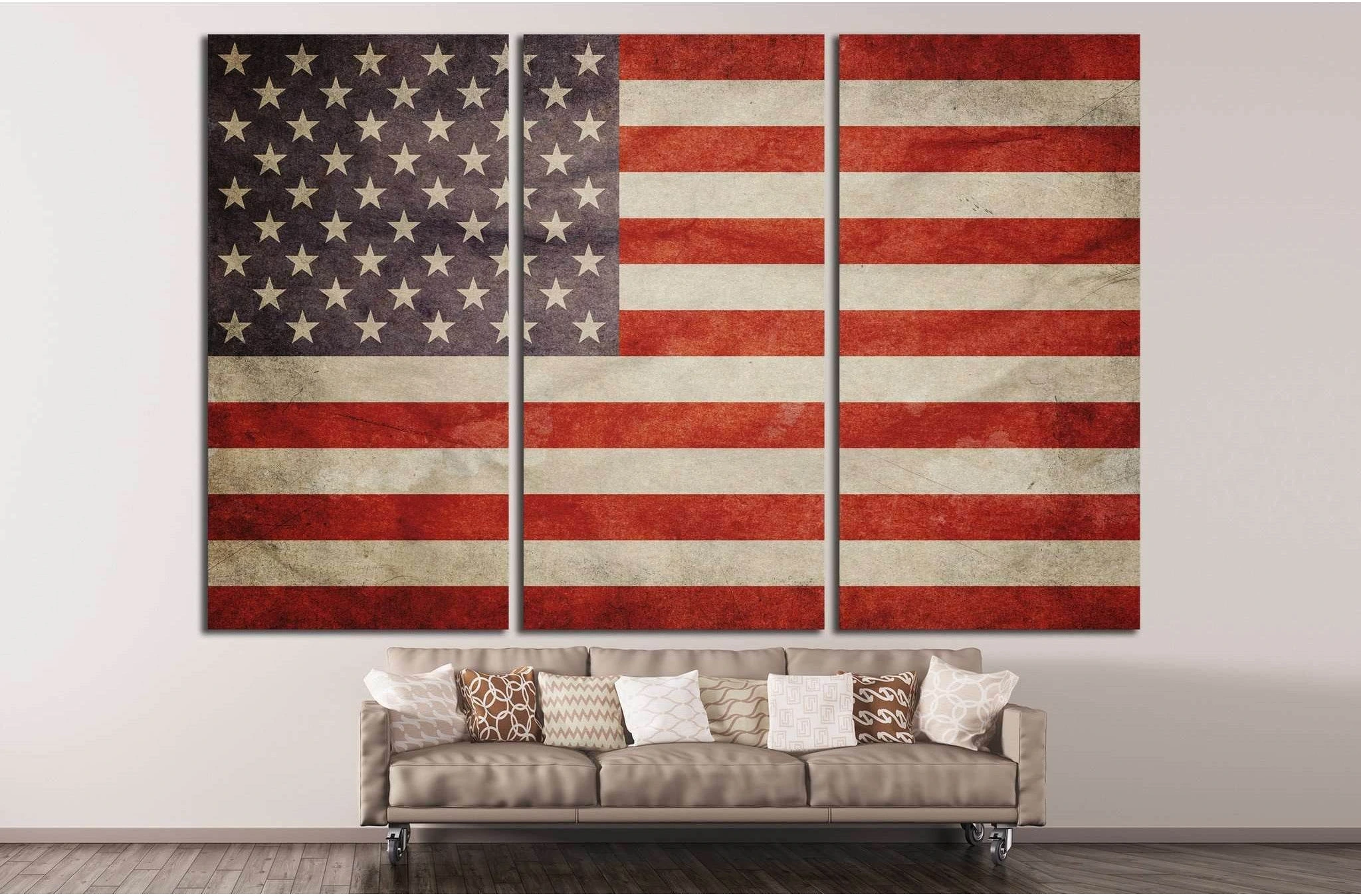 USA Flag №672 Ready to Hang Canvas Print - Zellart Canvas Prints ALL_Products, s-672